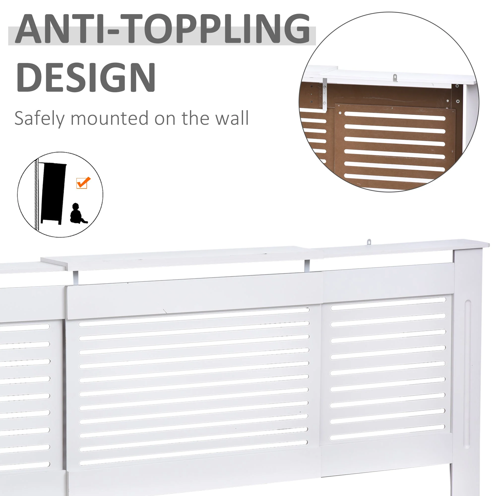 145-210L x 21W x 83H cm Extendable Medium-density fibreboard Radiator Cover - White - Image 6