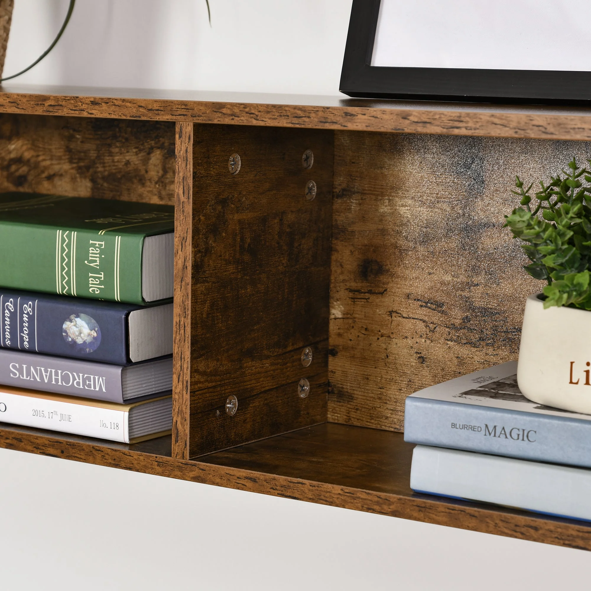 149H x 140L x 125W cm Particle Board Industrial L-Shaped Desk w Shelf - Brown & Black - Image 5