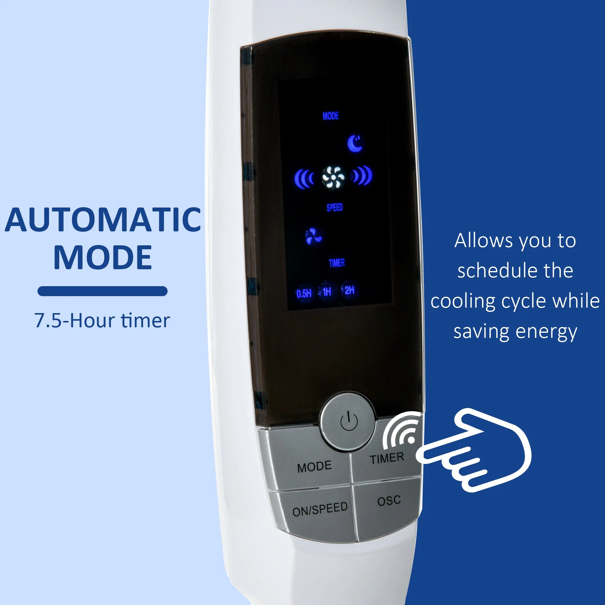 15" Oscillating Three Speed Adjustable Height Pedestal Fan With Remote White - Image 7
