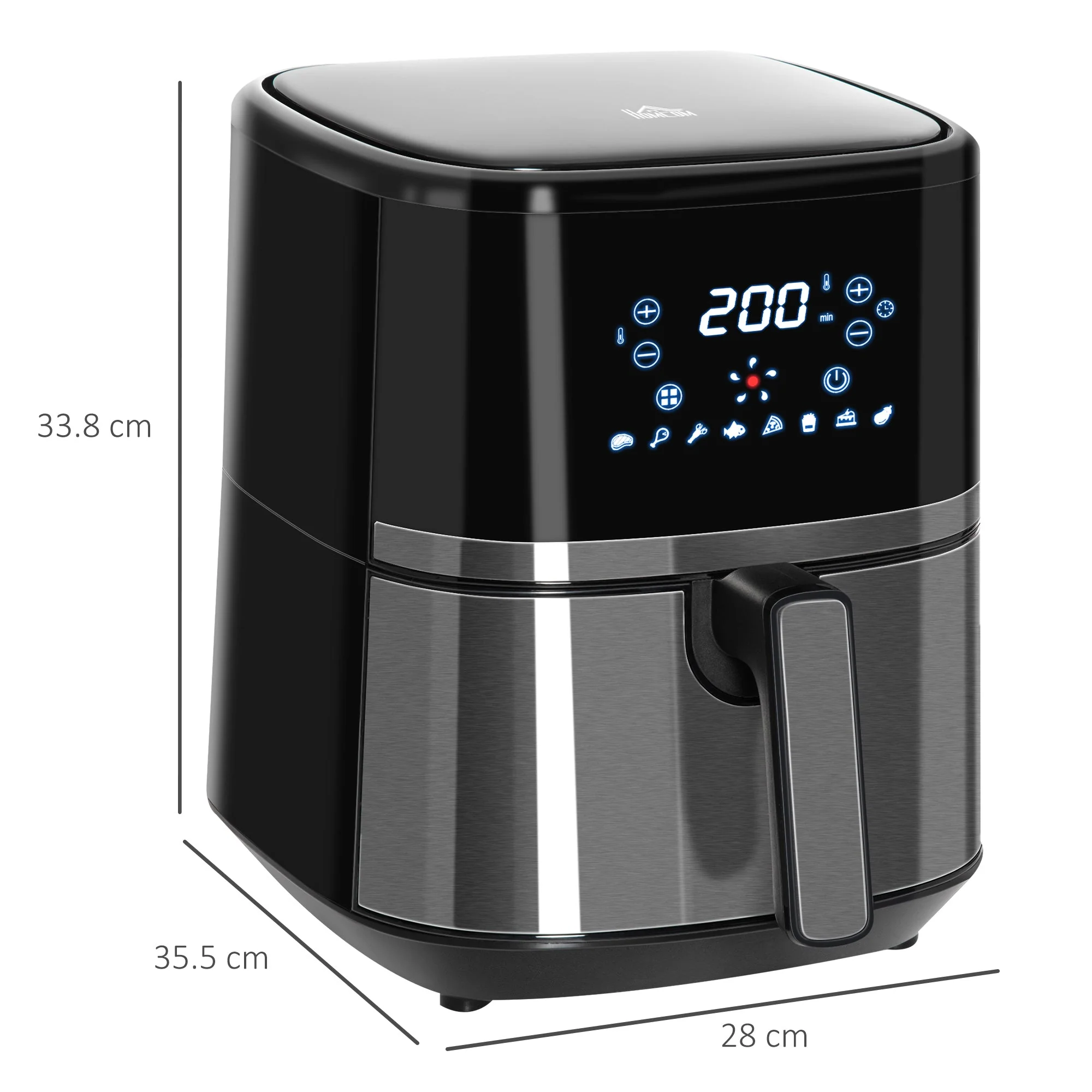 1500W 4.5L Air Fryer 8 Presets With Digital Display Black & Steel - Image 3