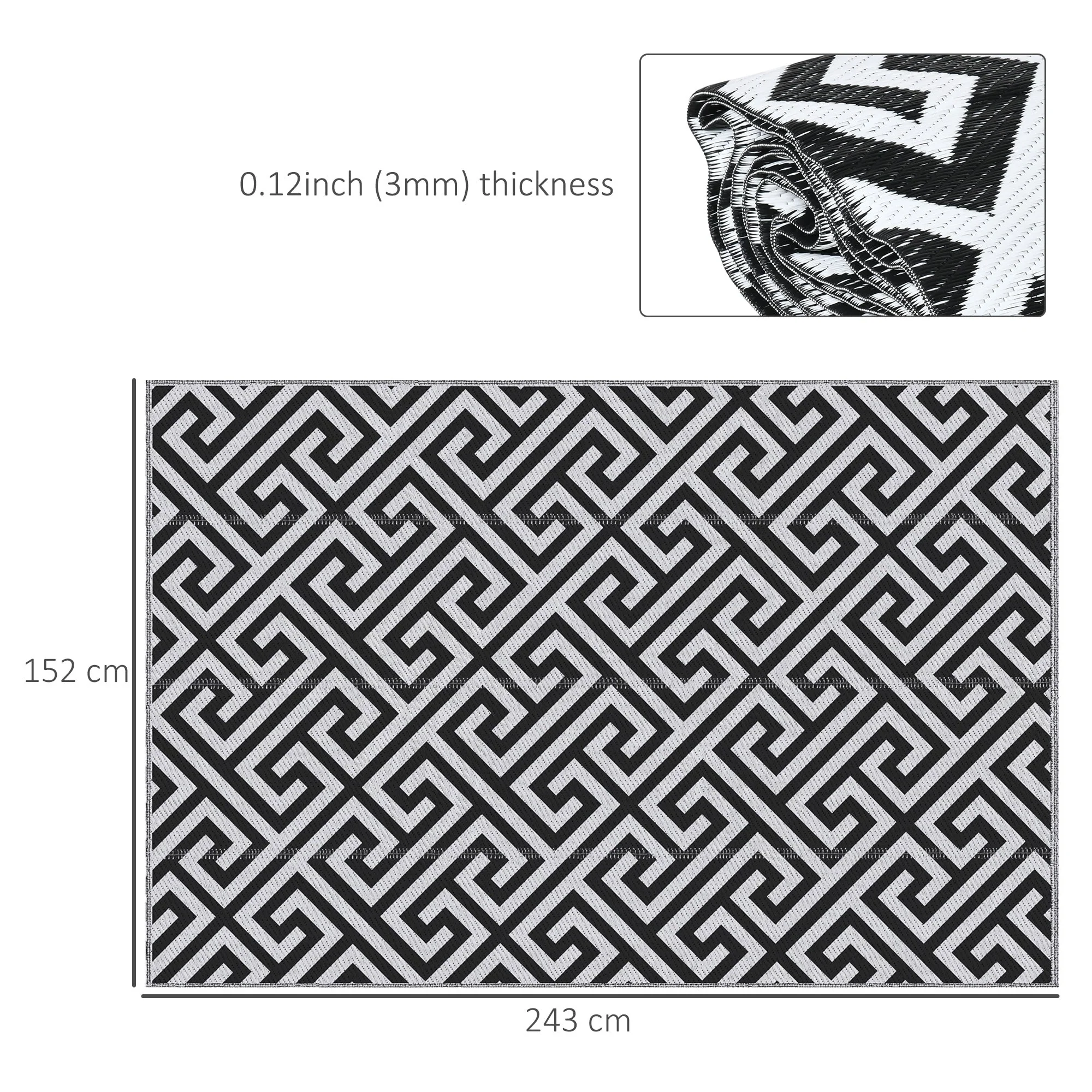 152 x 243 cm5x 8ft Outdoor Rug Reversible Mat Plastic Straw Rug Portable RV Camping Mat for Garden Deck Picnic Indoor - Image 3