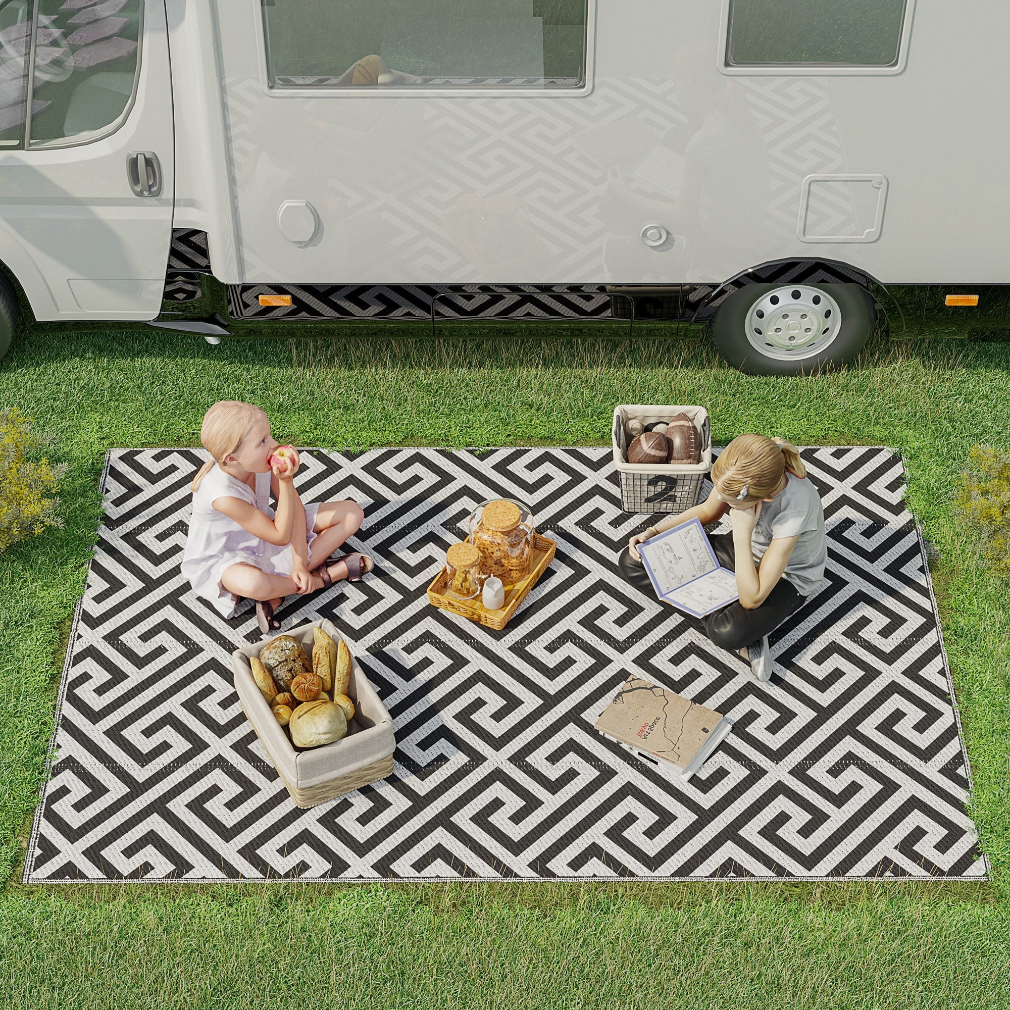 152 x 243 cm5x 8ft Outdoor Rug Reversible Mat Plastic Straw Rug Portable RV Camping Mat for Garden Deck Picnic Indoor - Image 9