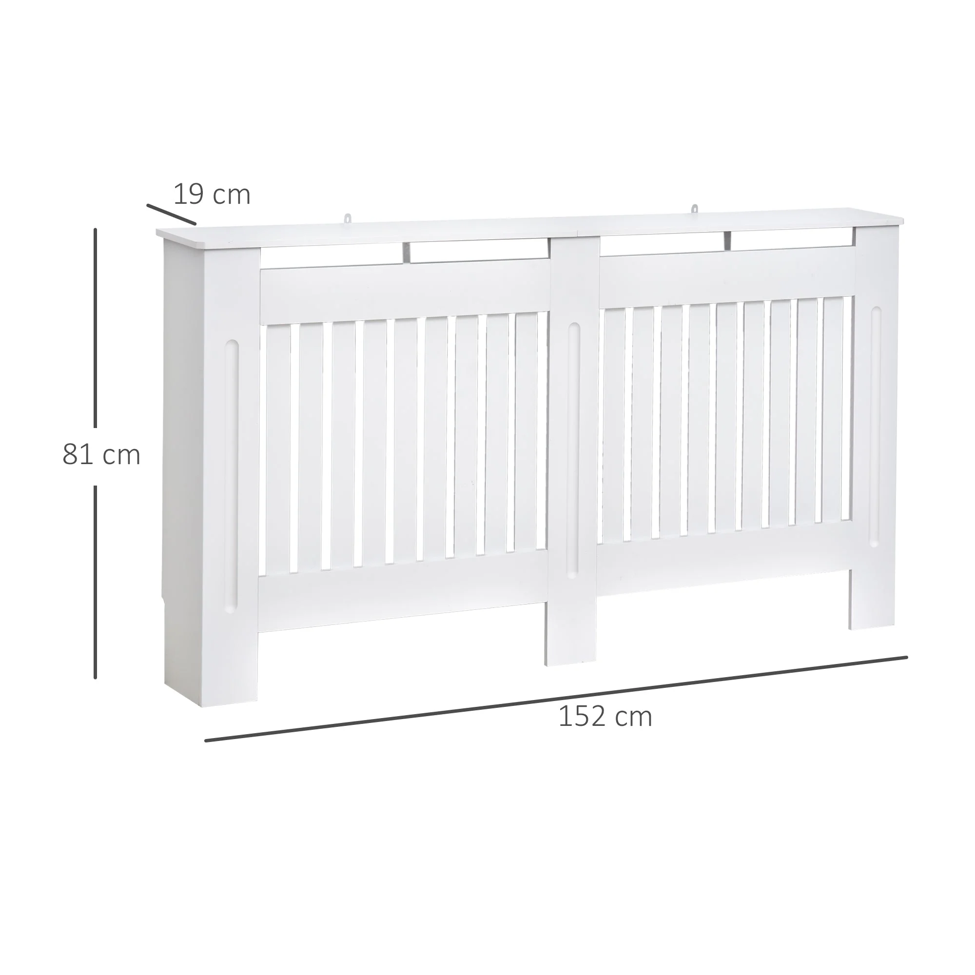 152L x 19W x 81H cm Medium-density fibreboard Radiator Cover-White - Image 3