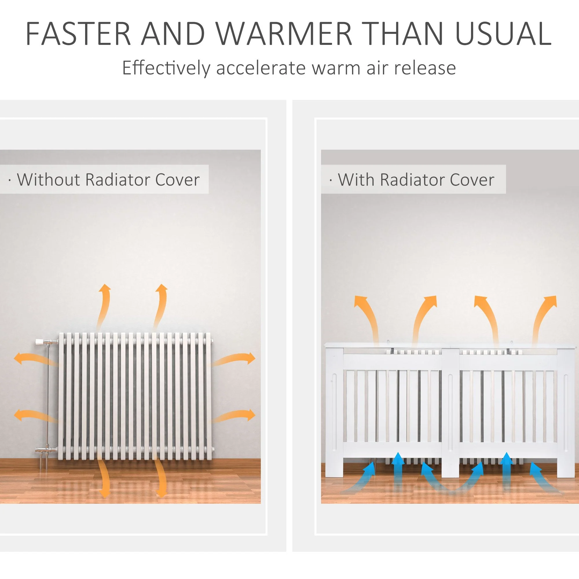 152L x 19W x 81H cm Medium-density fibreboard Radiator Cover-White - Image 4