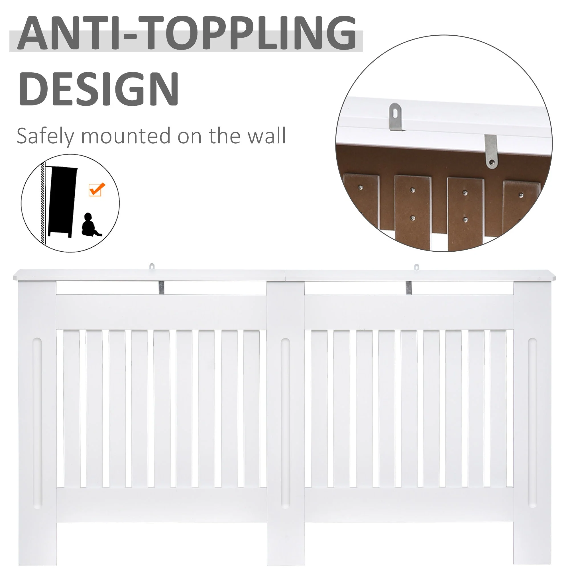 152L x 19W x 81H cm Medium-density fibreboard Radiator Cover-White - Image 6