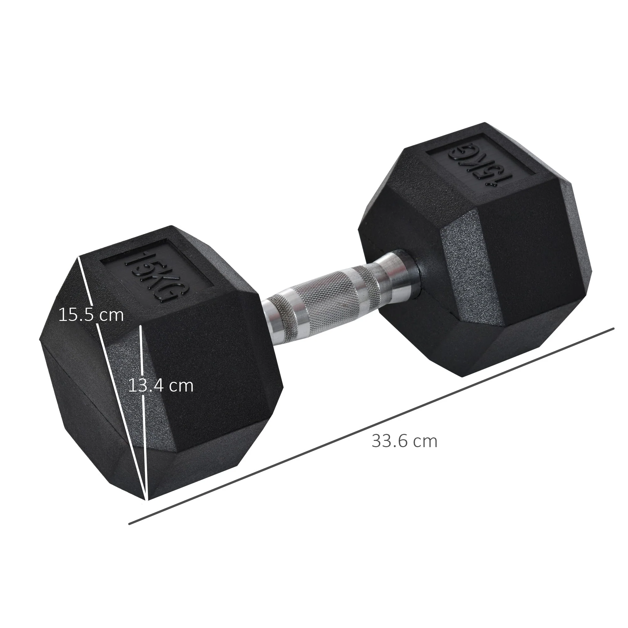 15KG Single Rubber Hex Dumbbell Portable Hand Weights Dumbbell Home Gym - Image 3
