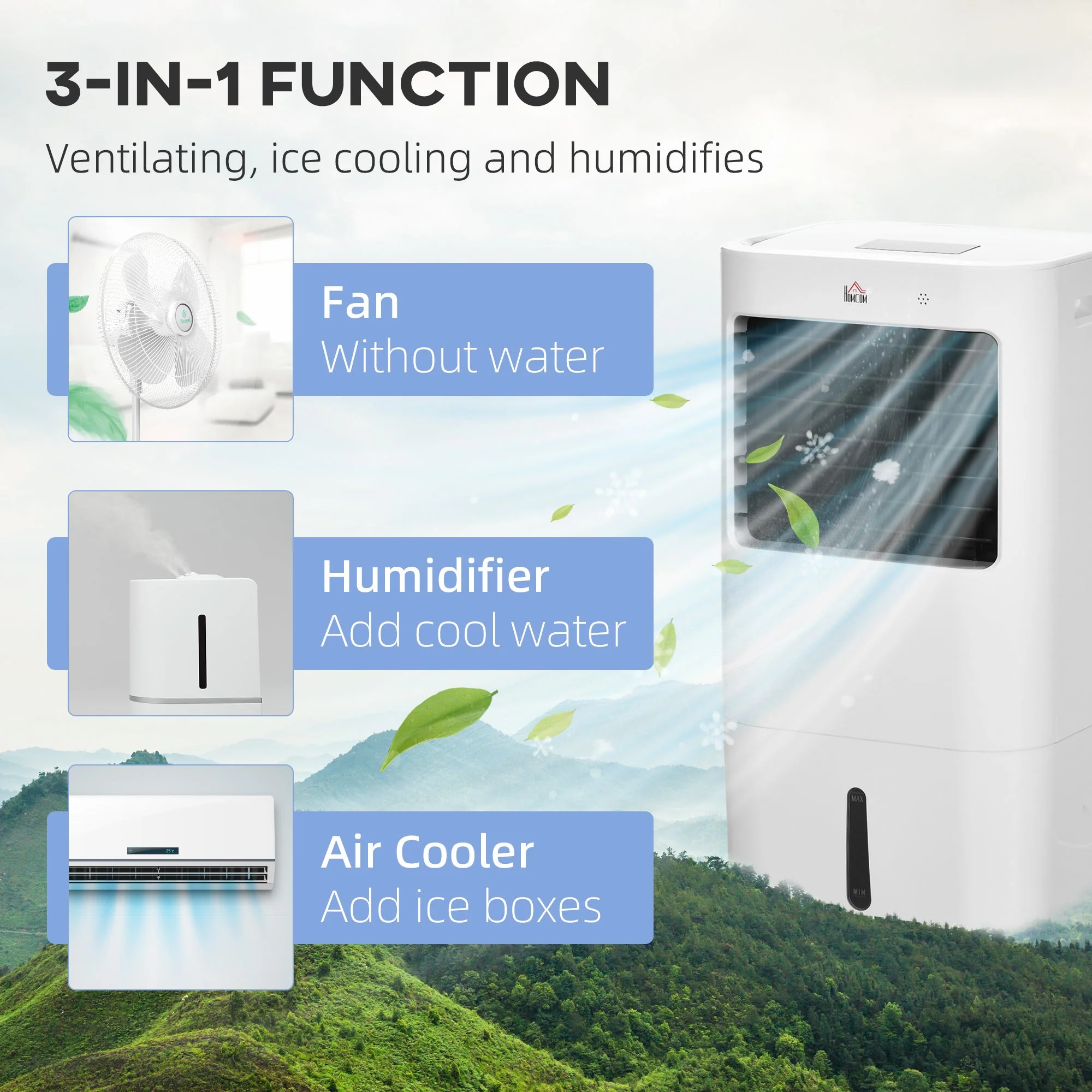 15L Multifunction Three Speed Air Cooler With Remote Control White - Image 4