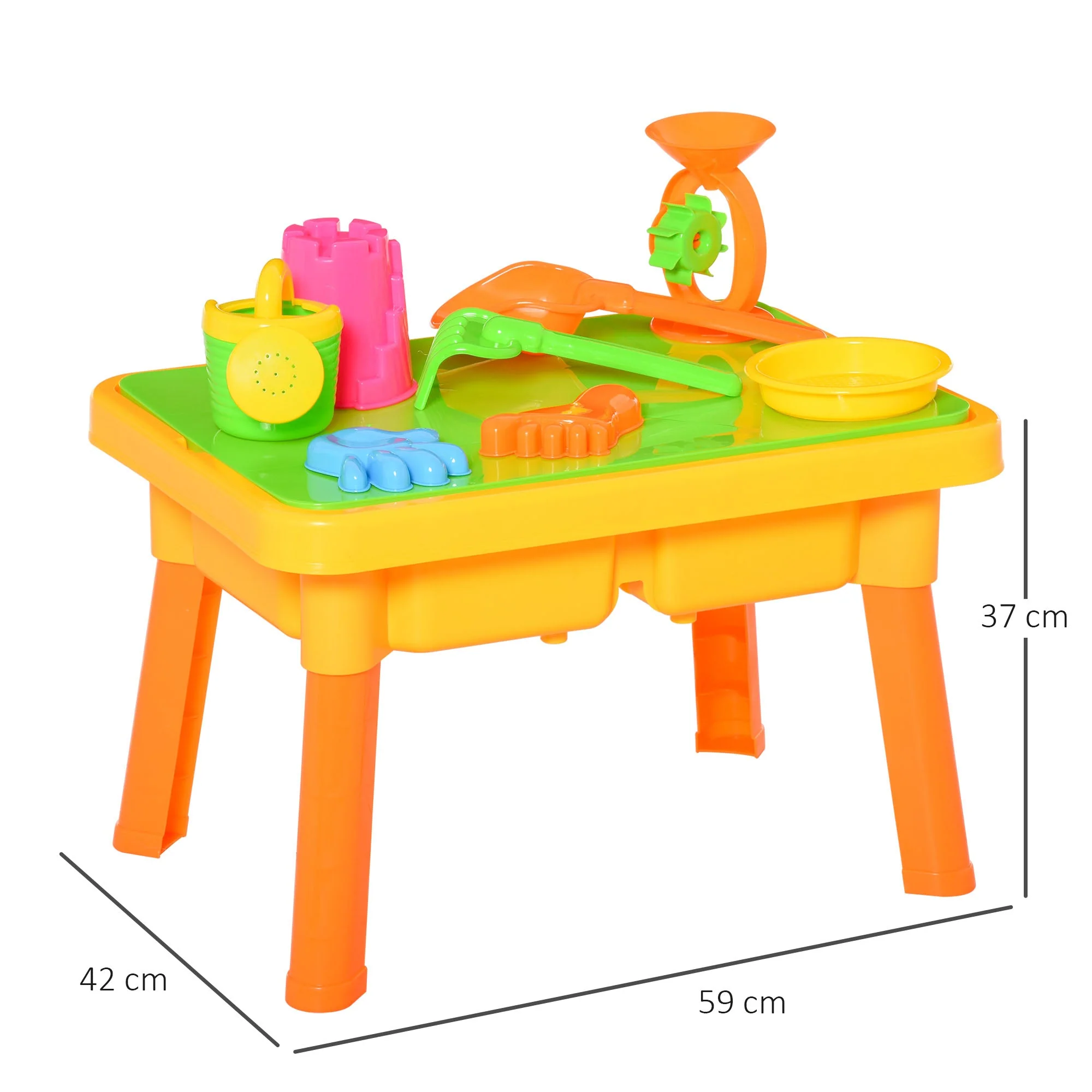16-Piece Sand and Water Play Table Sand Pit Beach Toy Set 2 in 1 Outdoor Activities Playset with Lid and Accessories for 3 Years Old - Image 3