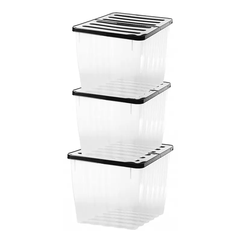 16 x Plastic Storage Boxes 110 Litres Extra Large - Clear & Black Supa Nova by Strata - Image 3