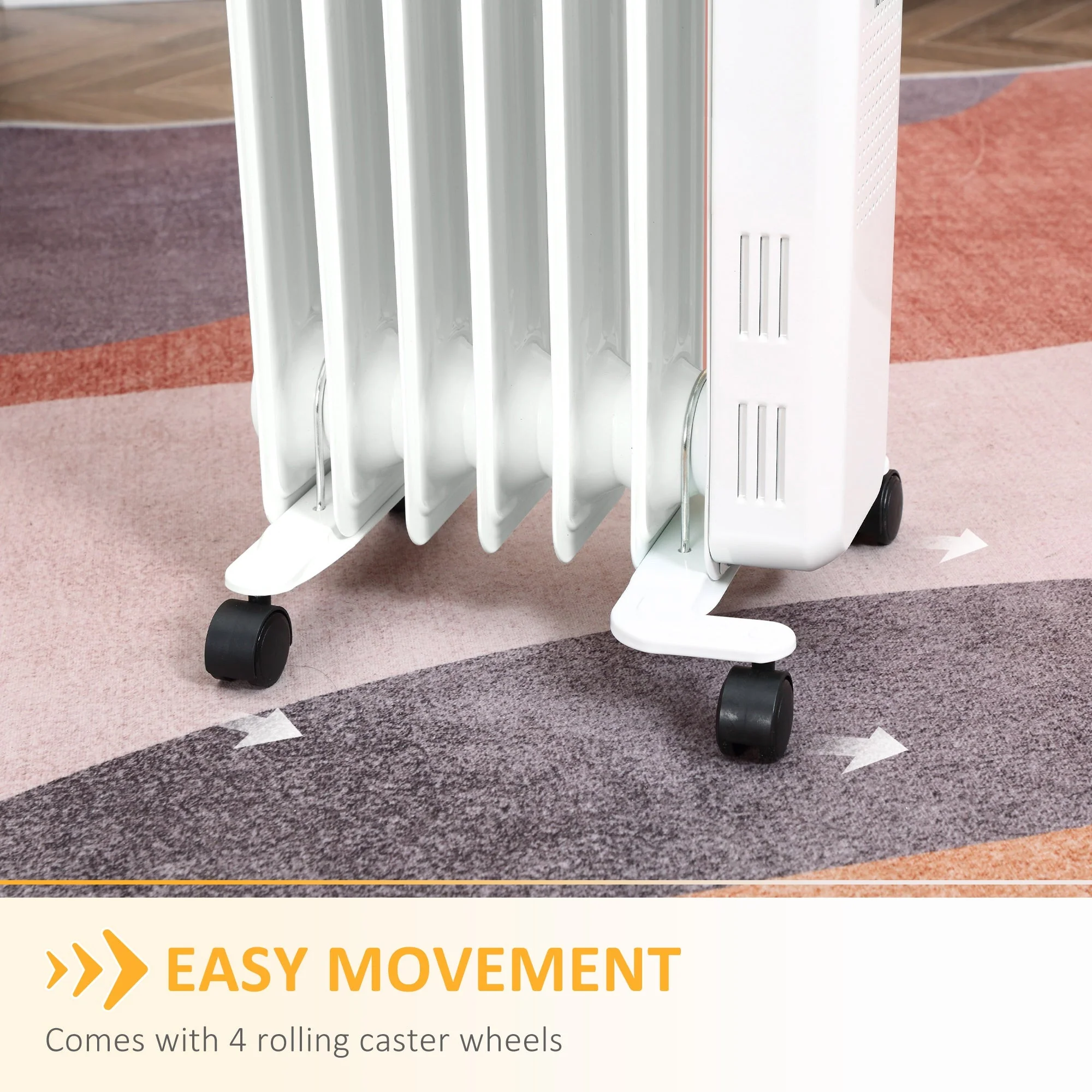 1630W 7 Fin Adjustable Oil Filled Radiator With Timer White - Image 7