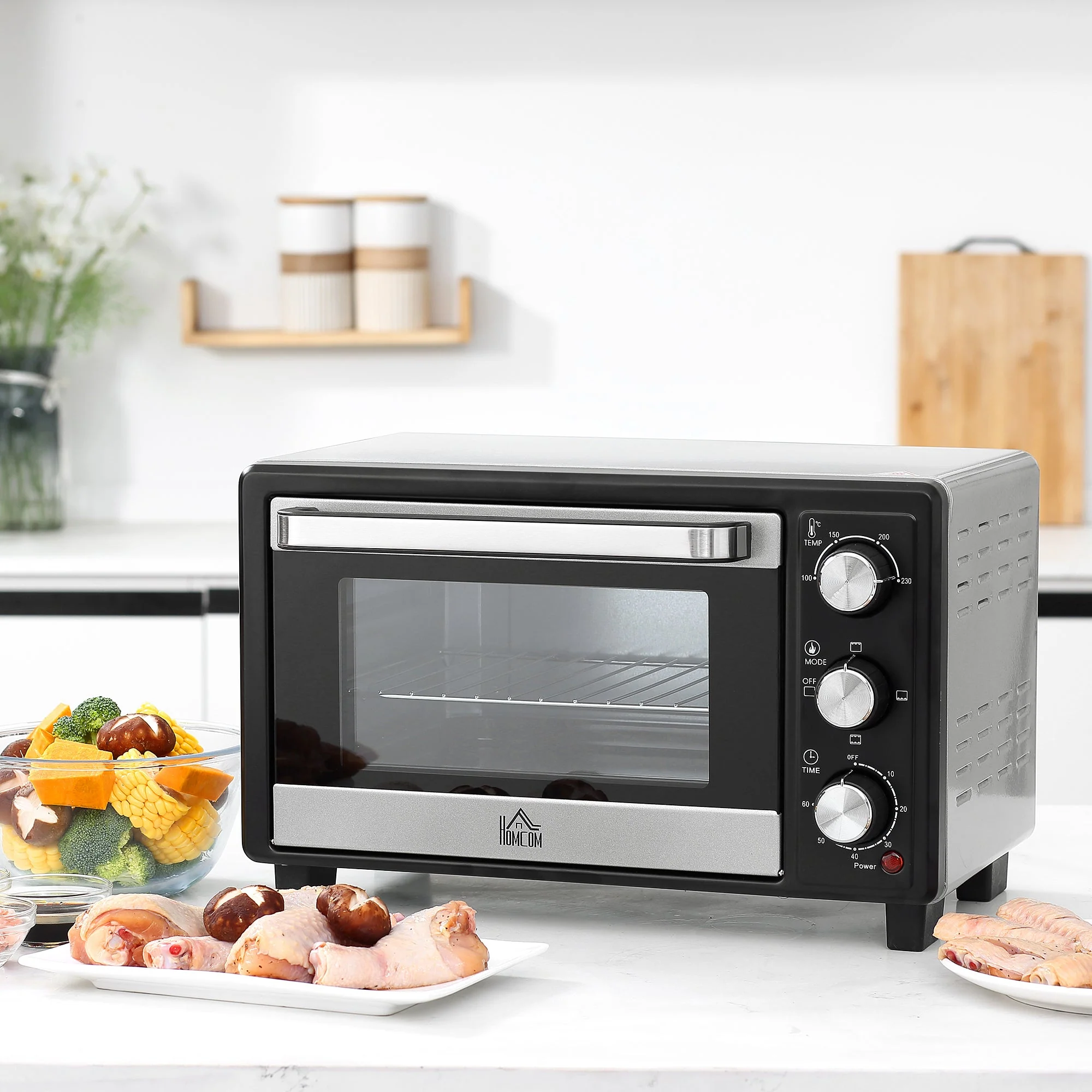 16L 230C Mini Oven With Timer Silver & Black - Image 2