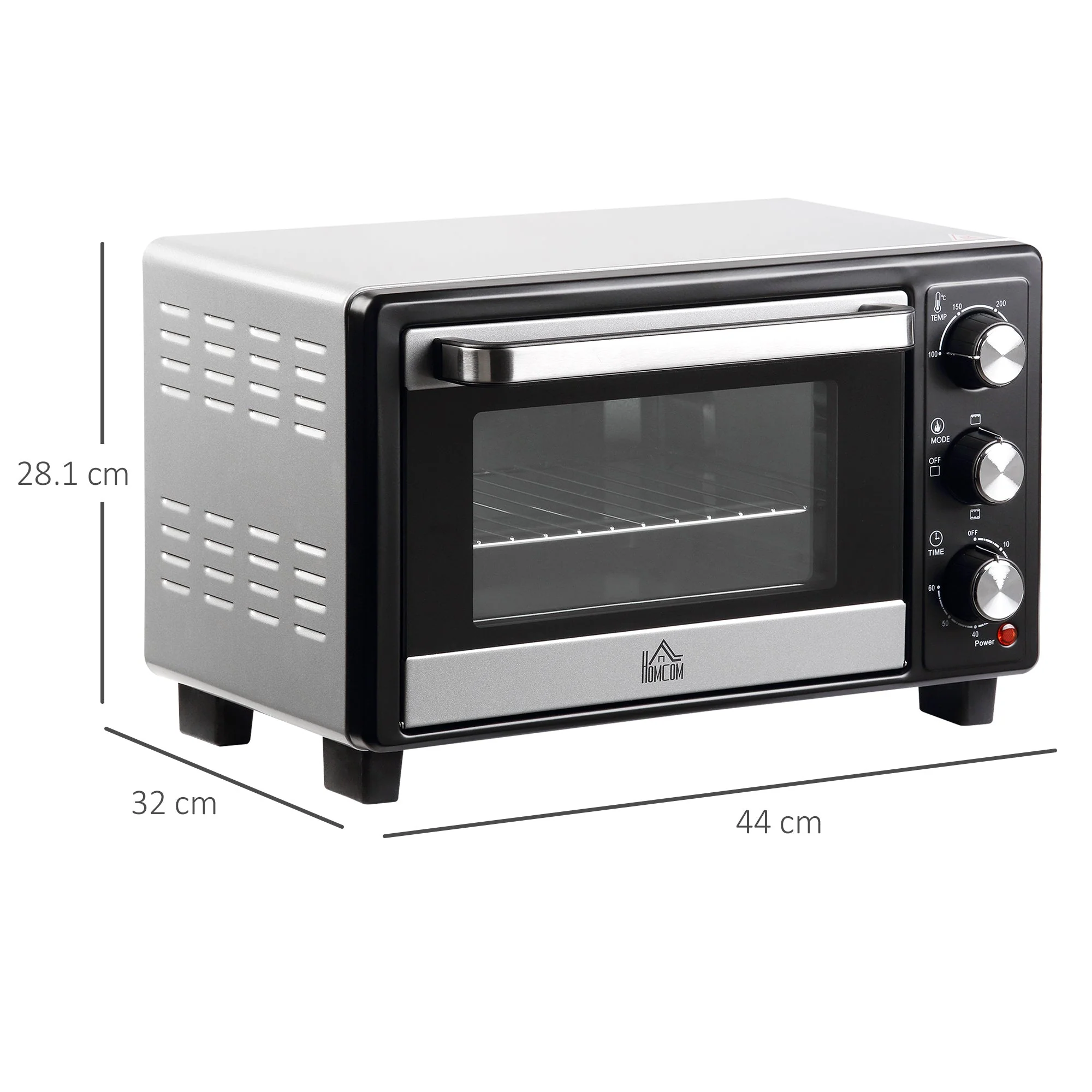 16L 230C Mini Oven With Timer Silver & Black - Image 3