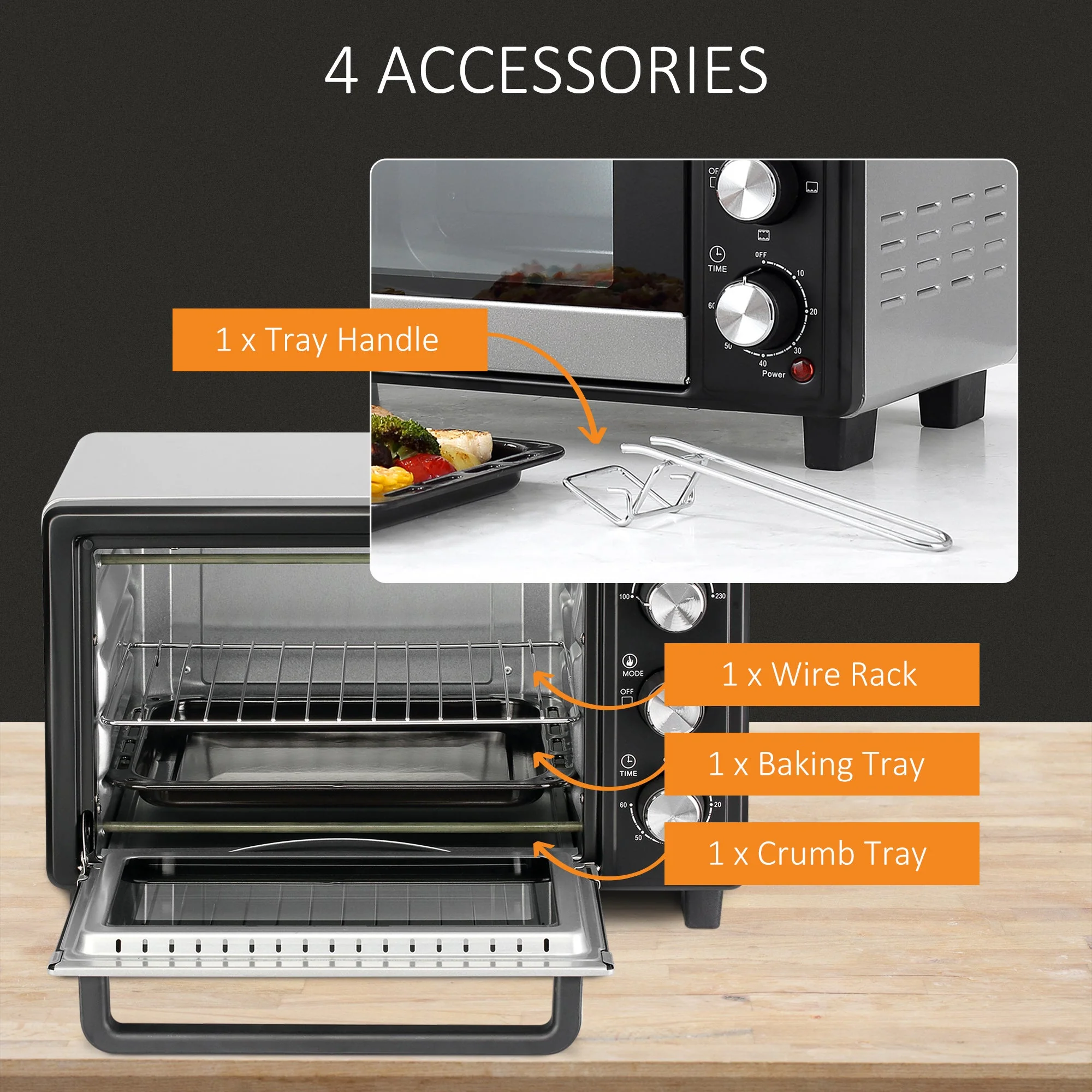 16L 230C Mini Oven With Timer Silver & Black - Image 6