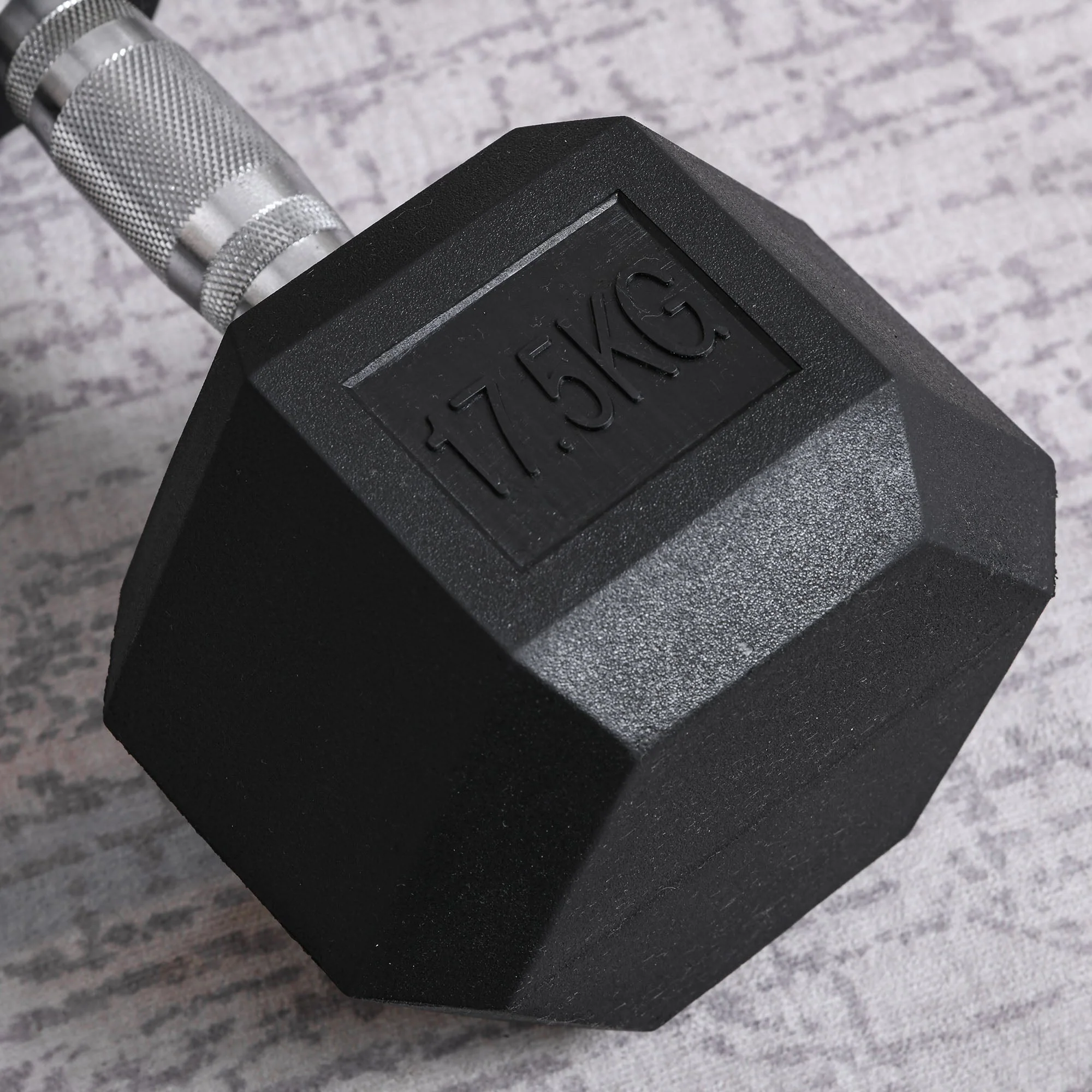 17.5KG Single Rubber Hex Dumbbell Portable Hand Weights Dumbbell Home Gym - Image 9