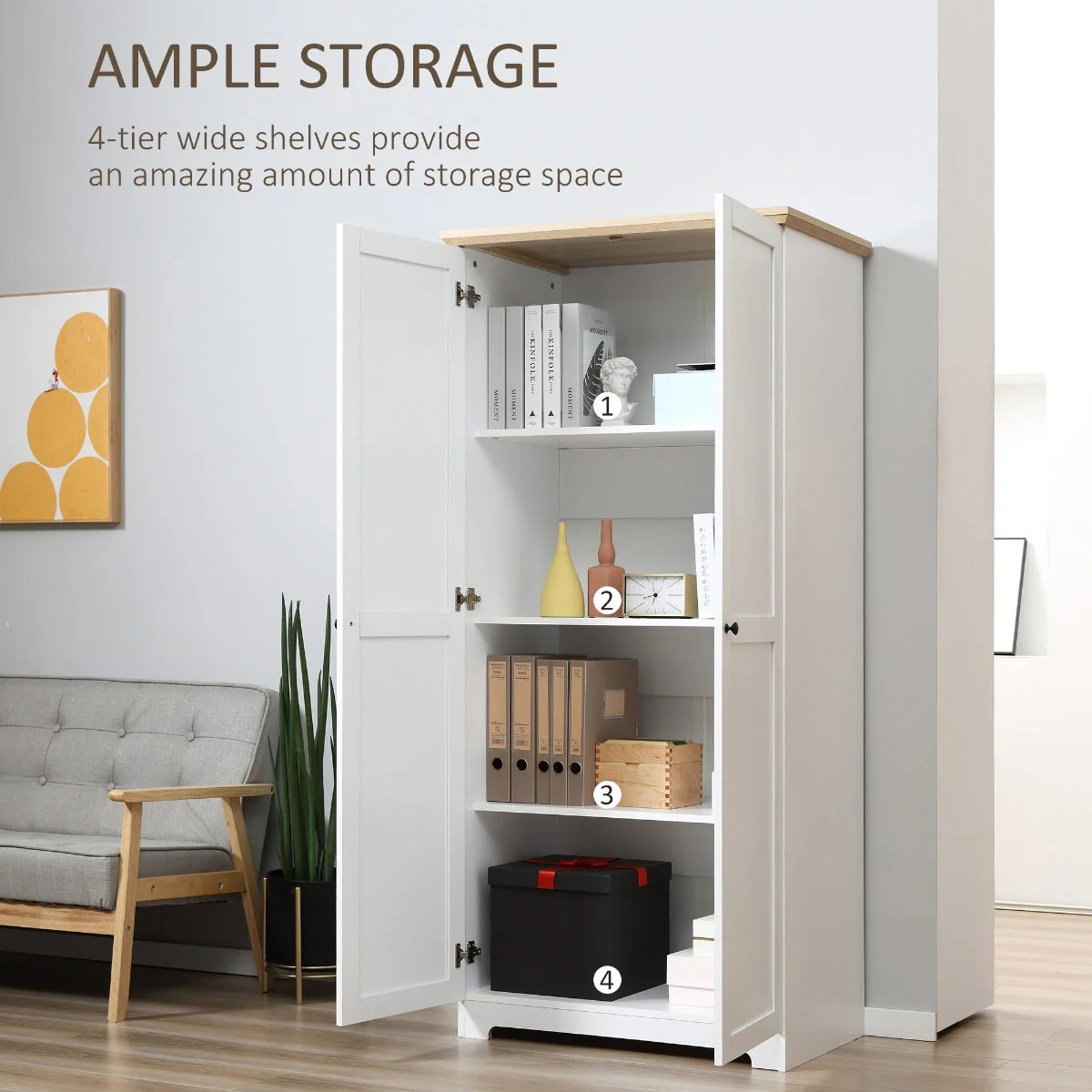172cm Wooden Kitchen Storage Cabinet - Image 4