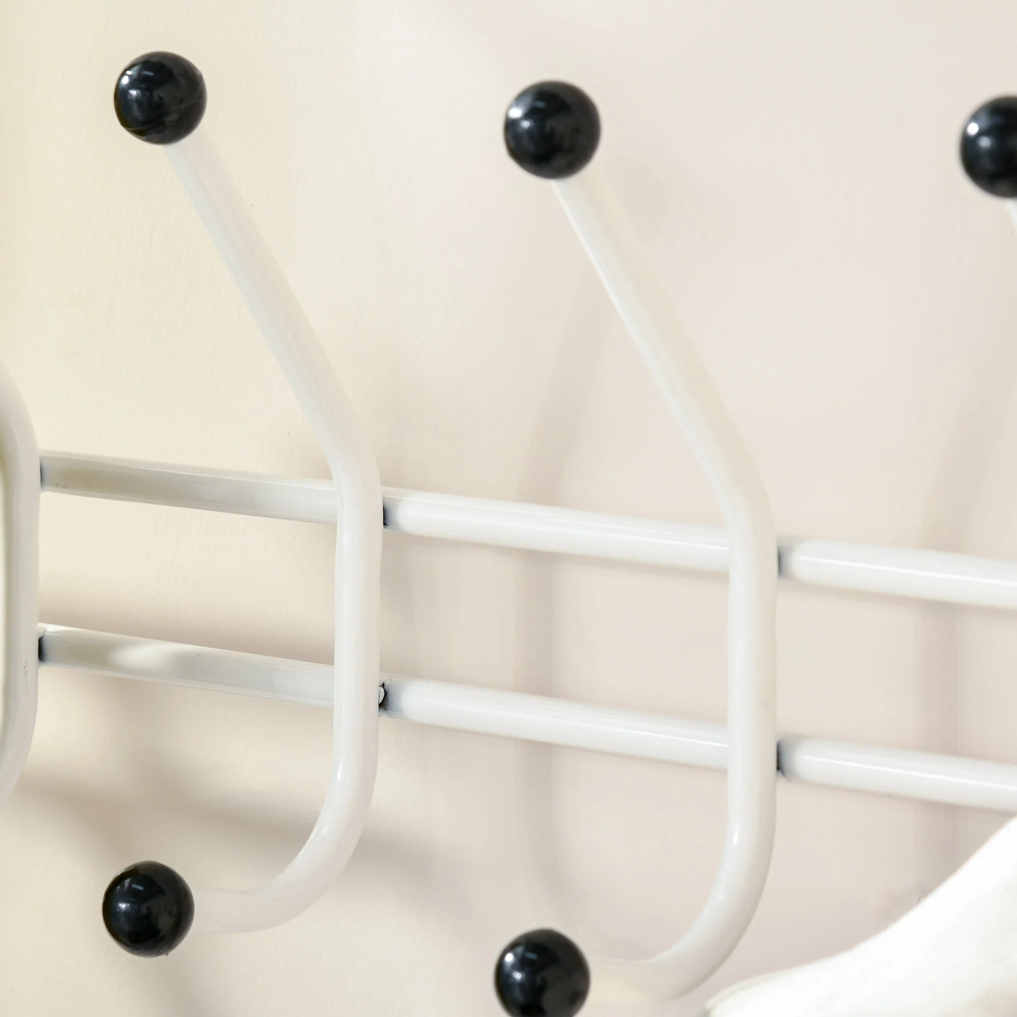 18 Hook Metal Frame Hallway Coat Hanger w/ 3-Tier Shoe Storage White - Image 7