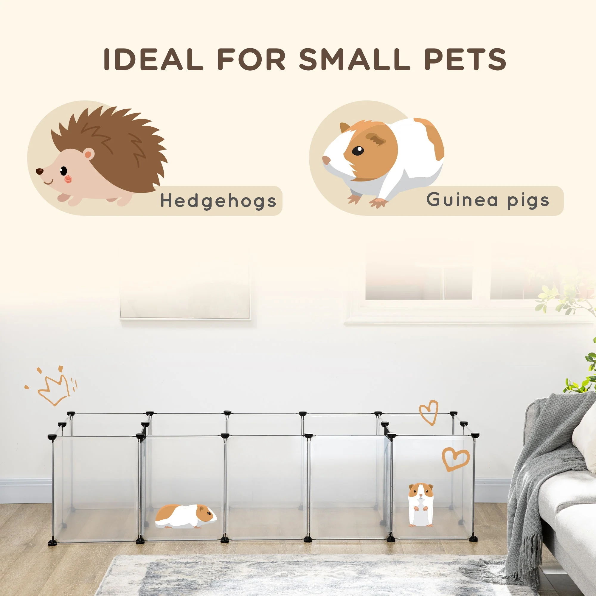 18 Panel Small Animal Playpen White by Pawhut - Image 7