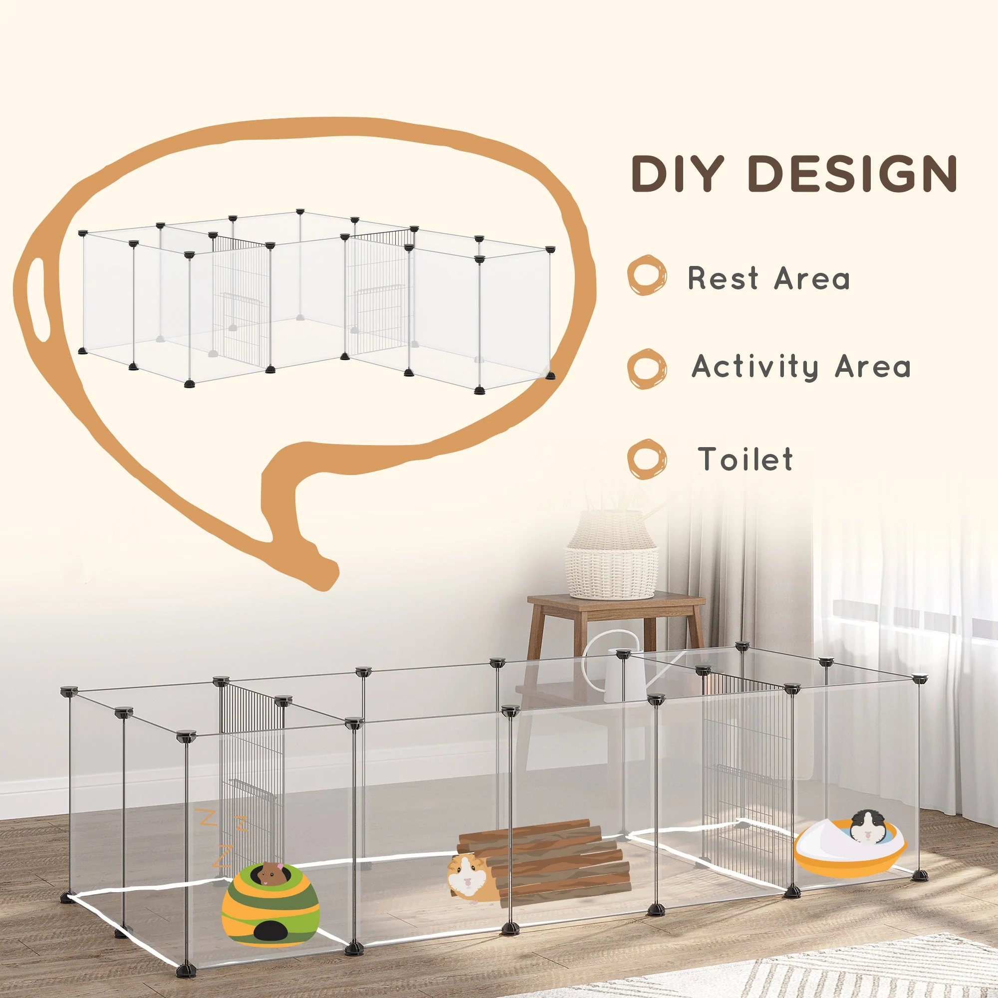 18 Panel Small Animal Playpen White by Pawhut - Image 8