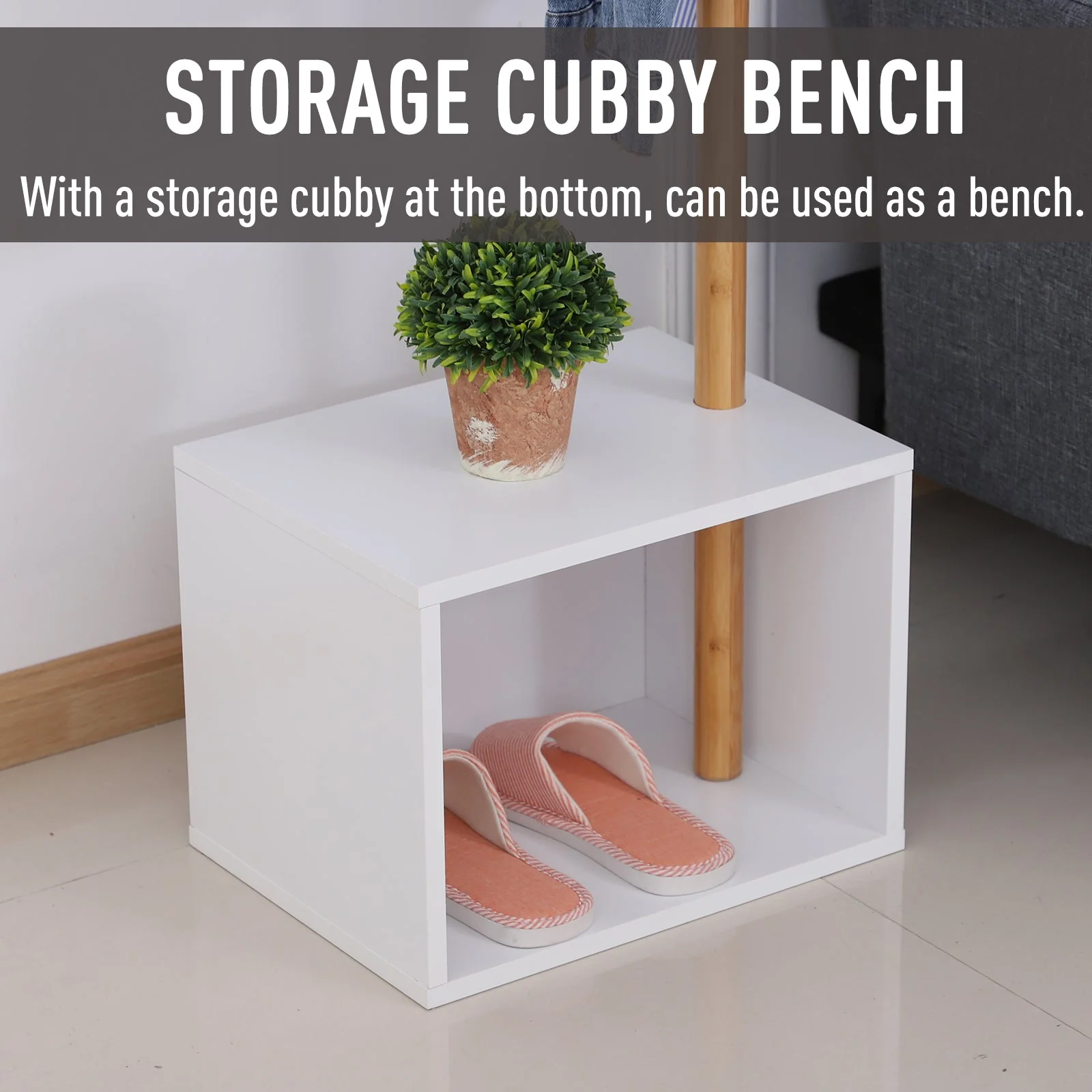 180 cm Hallway Coat Rack Storage Bench Tree Hat Hanger Entryway Stand Garment Organiser Bedroom Living Room - Image 5