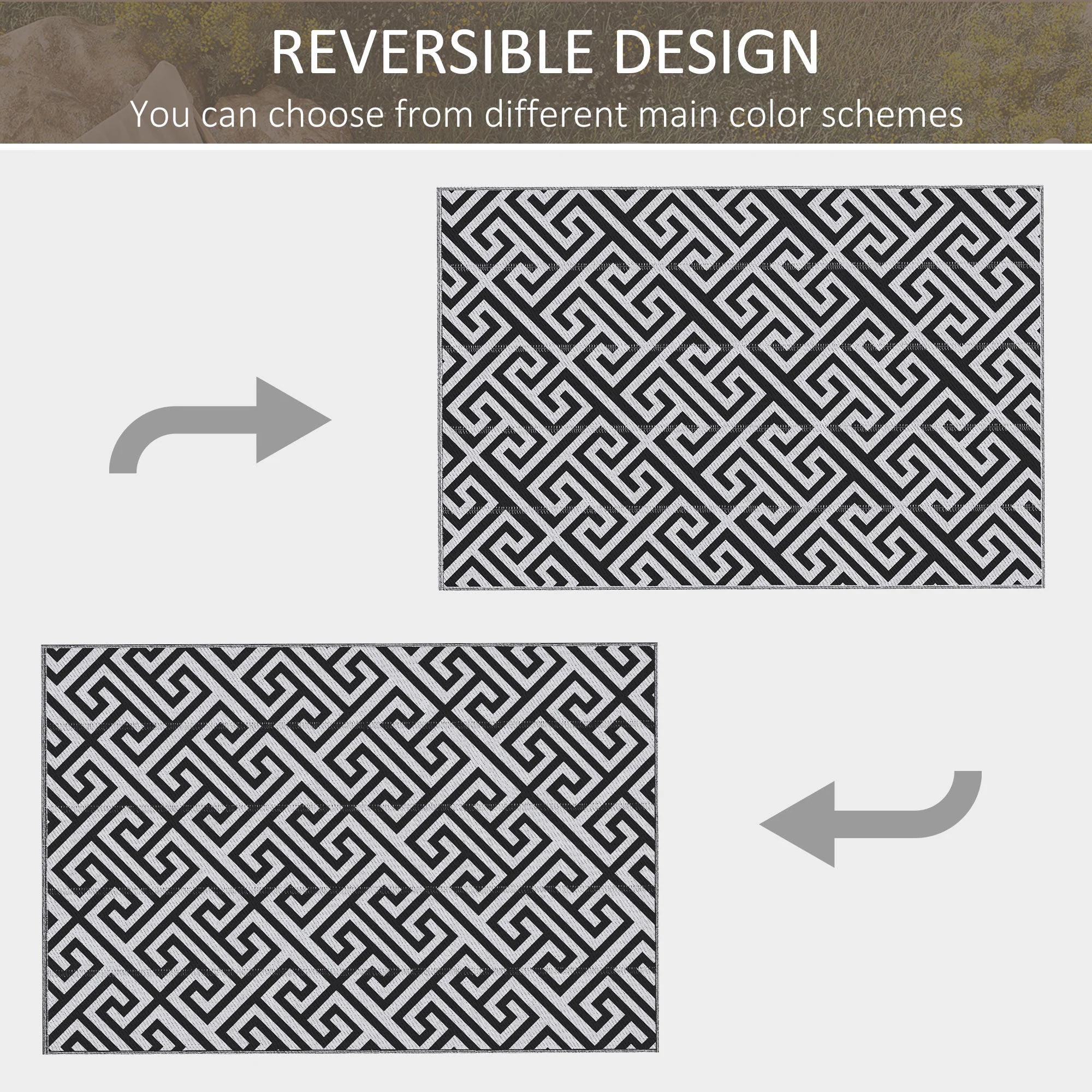 182 x 274 cm6x9ft Outdoor Rug Reversible Mat Plastic Straw Rug Portable RV Camping Mat for Garden Deck Picnic Indoor - Image 5