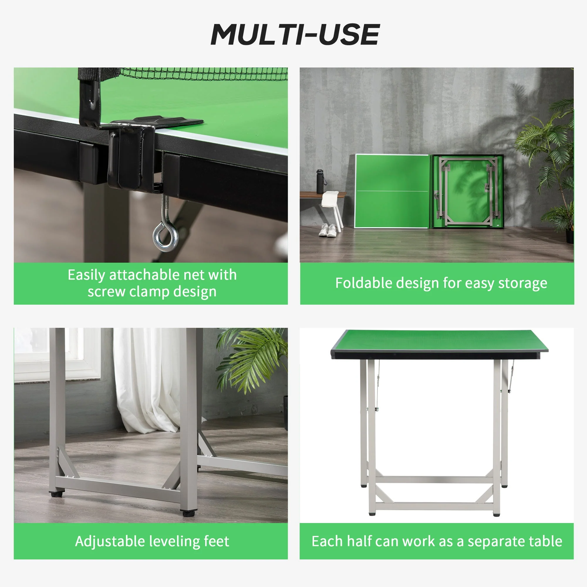182cm Mini Tennis Table Folding Ping Pong Table with Net Multi-Use Table for Indoor Outdoor Game - Image 6