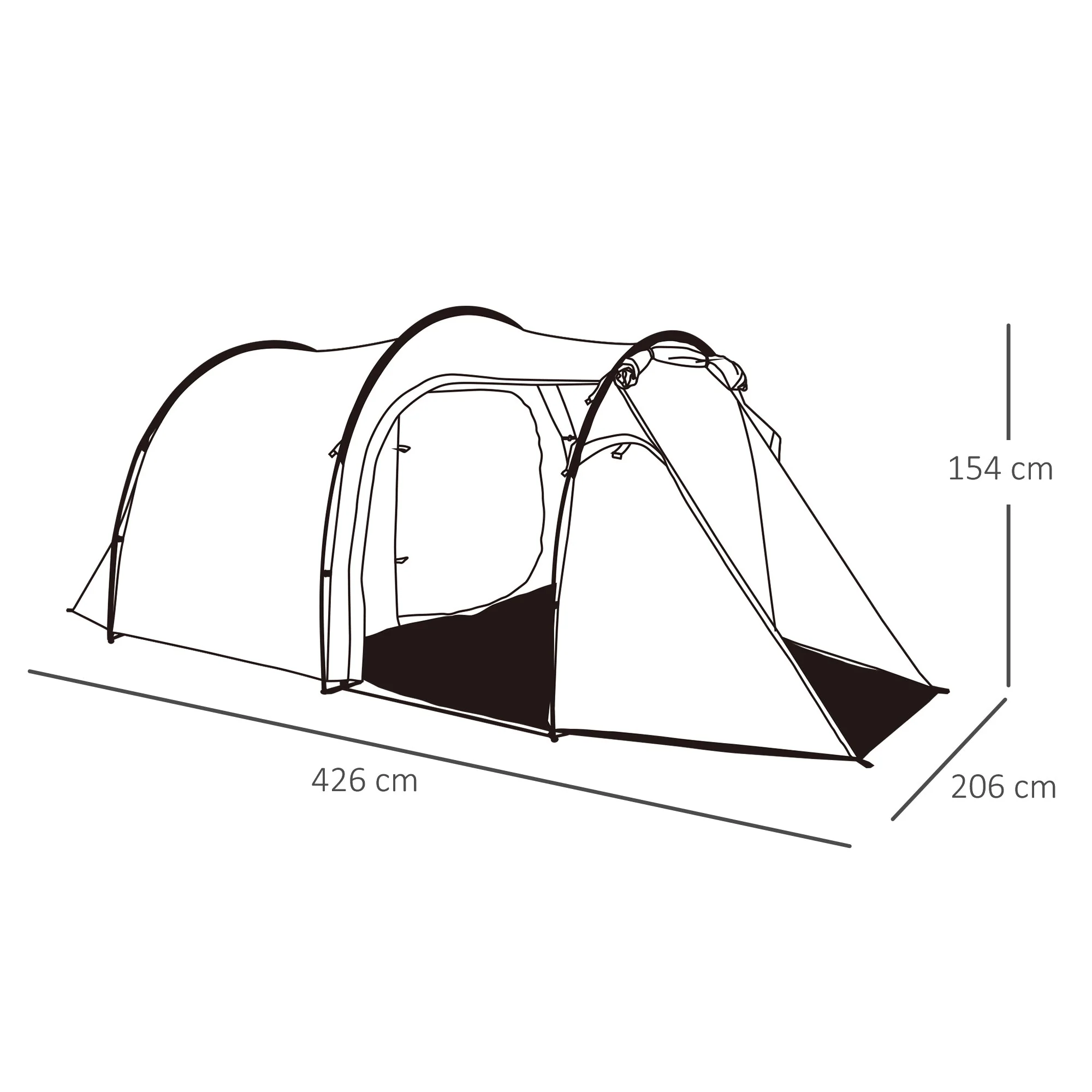 2-3 Man Tunnel Tents w/ Vestibule Camping Tent Porch Air Vents Rainfly Weather-Resistant Shelter Fishing Hiking Festival Shelter Home - Image 3