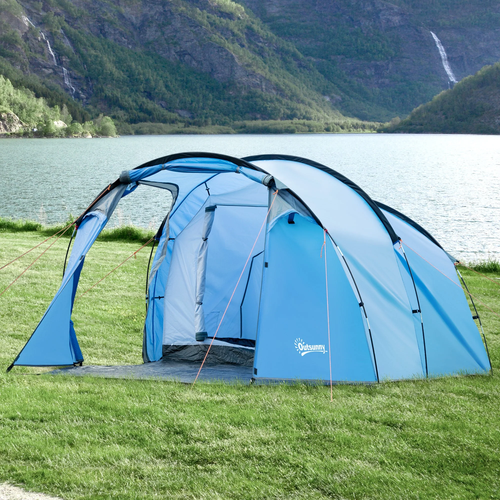 2-3 Man Tunnel Tents w/ Vestibule Camping Tent Porch Air Vents Rainfly Weather-Resistant Shelter Fishing Hiking Festival Shelter Home - Image 2
