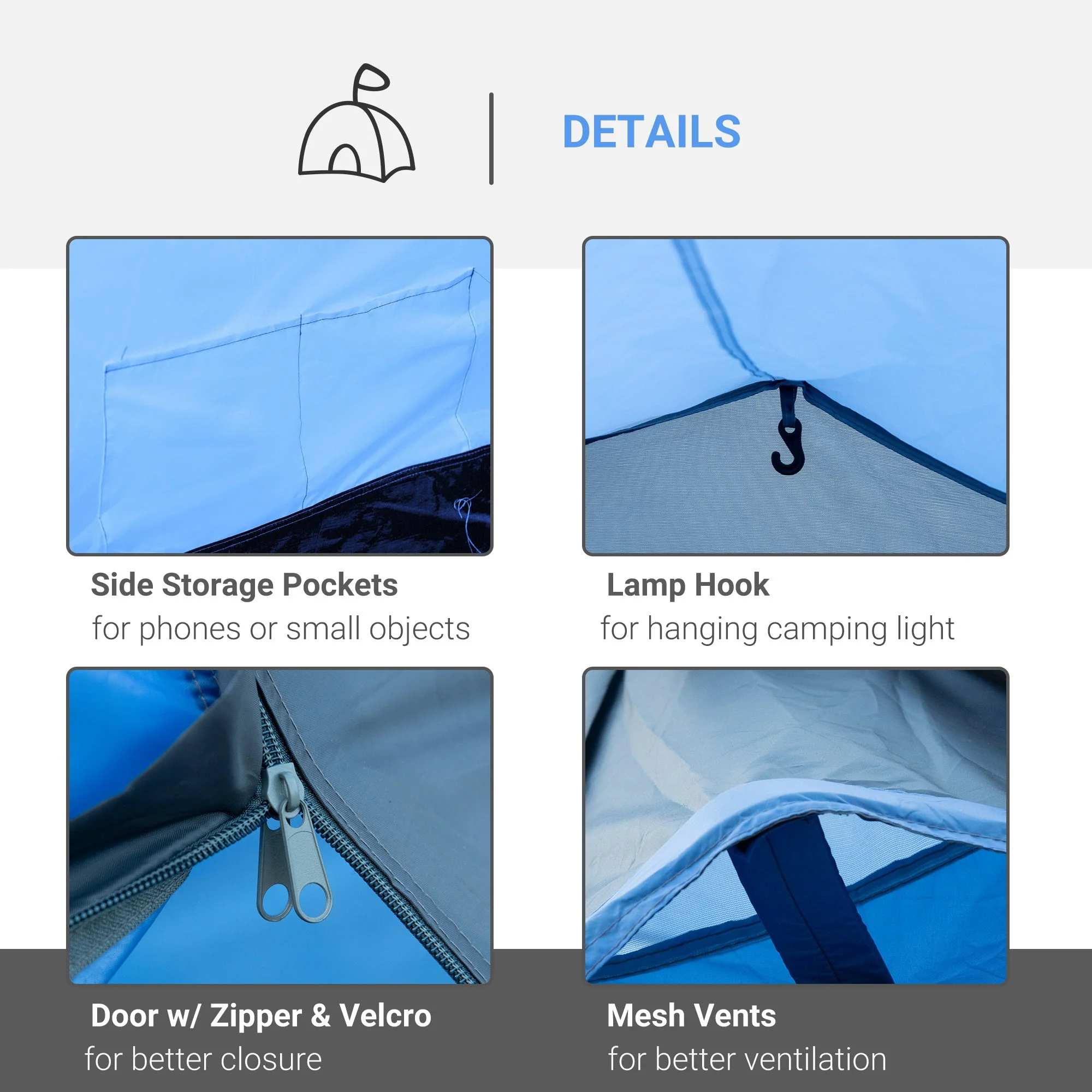 2-3 Man Tunnel Tents w/ Vestibule Camping Tent Porch Air Vents Rainfly Weather-Resistant Shelter Fishing Hiking Festival Shelter Home - Image 6
