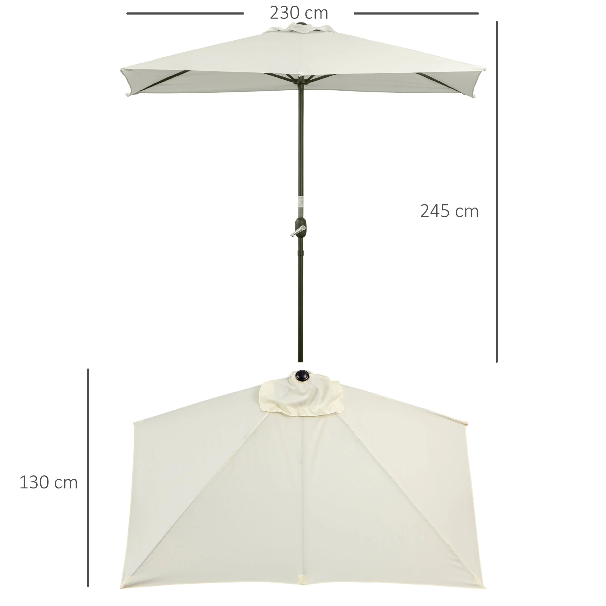 2.3m Half Steel Frame Outdoor Parasol Beige - Image 2