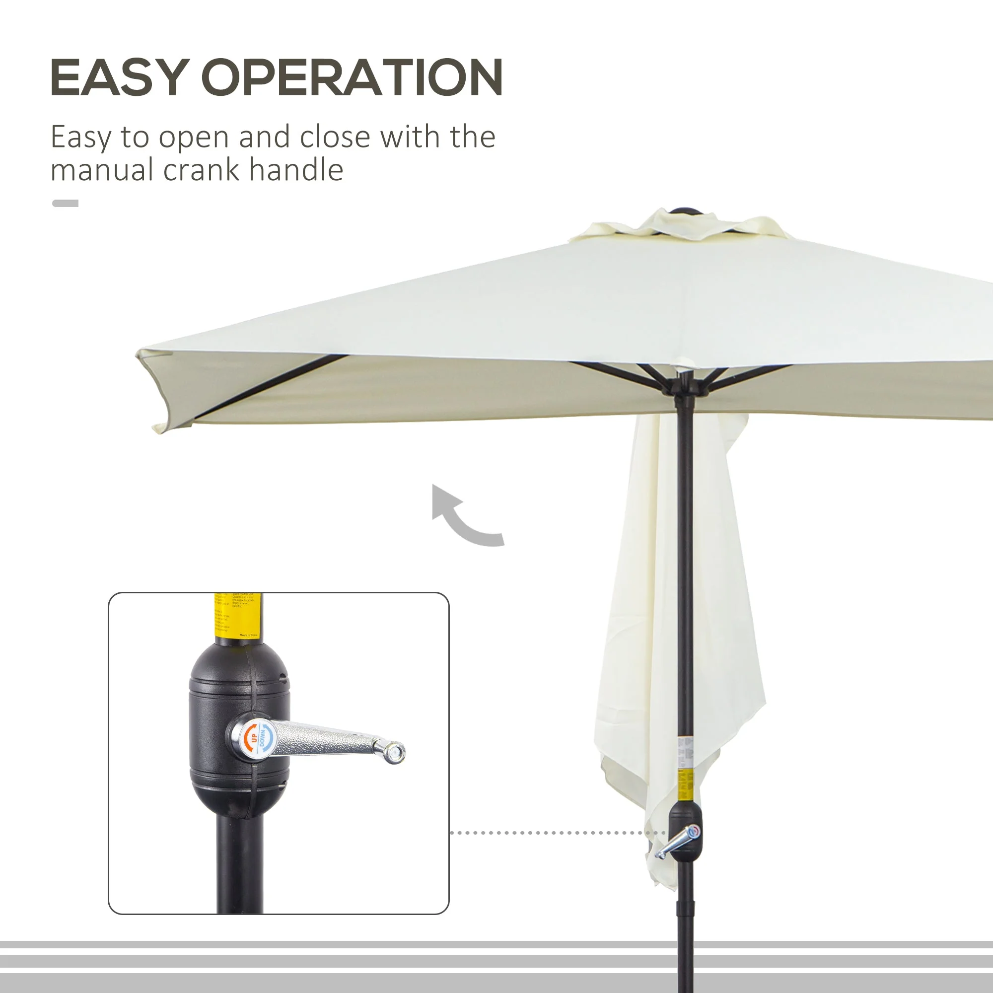 2.3m Half Steel Frame Outdoor Parasol Beige - Image 4