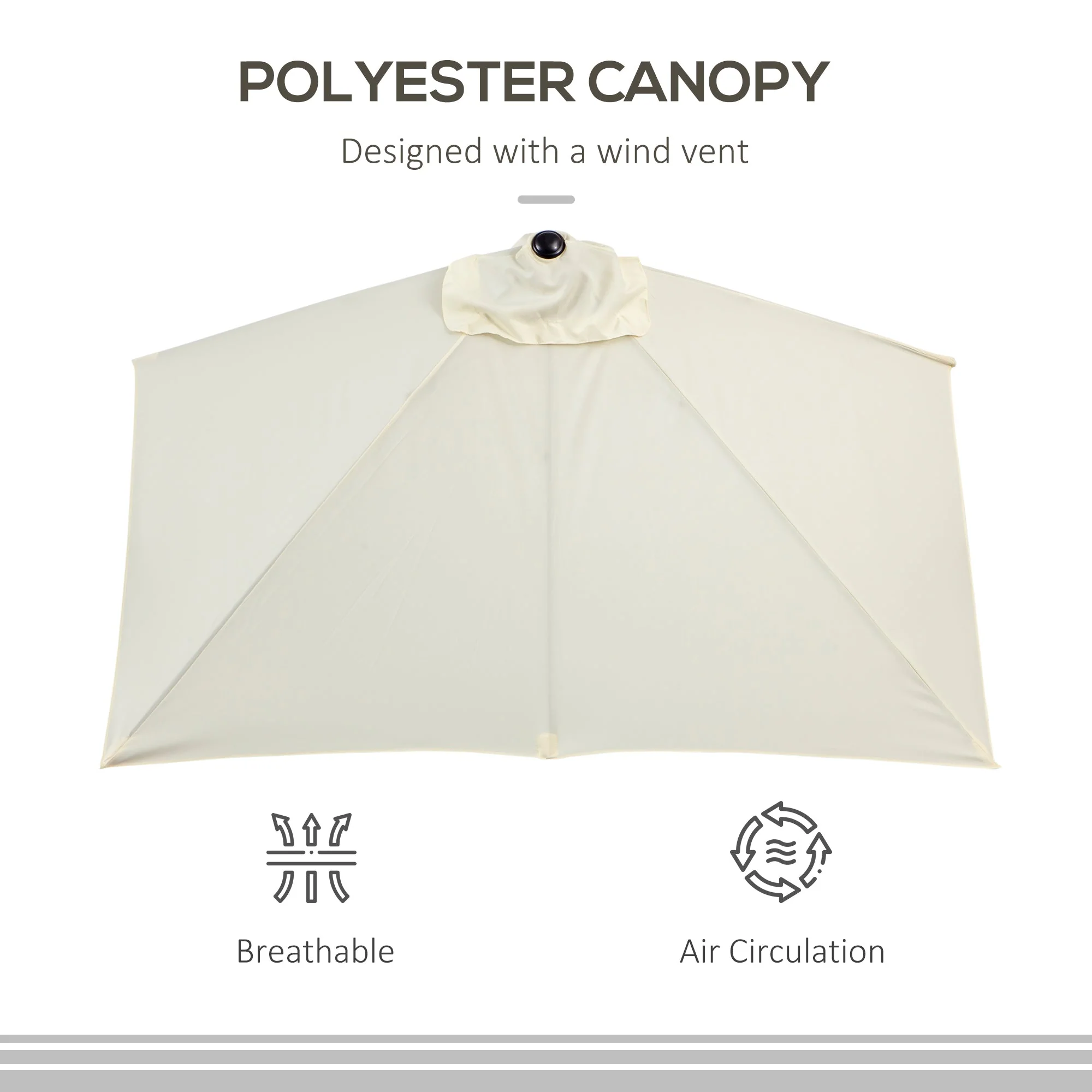 2.3m Half Steel Frame Outdoor Parasol Beige - Image 6