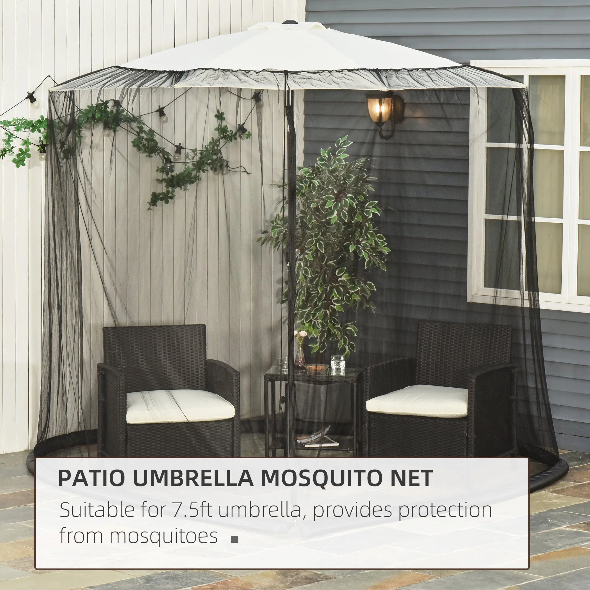 2.3m Umbrella Table Screen Outdoor Patio Cover Mosquito Insect Net Zipped Door - Image 6