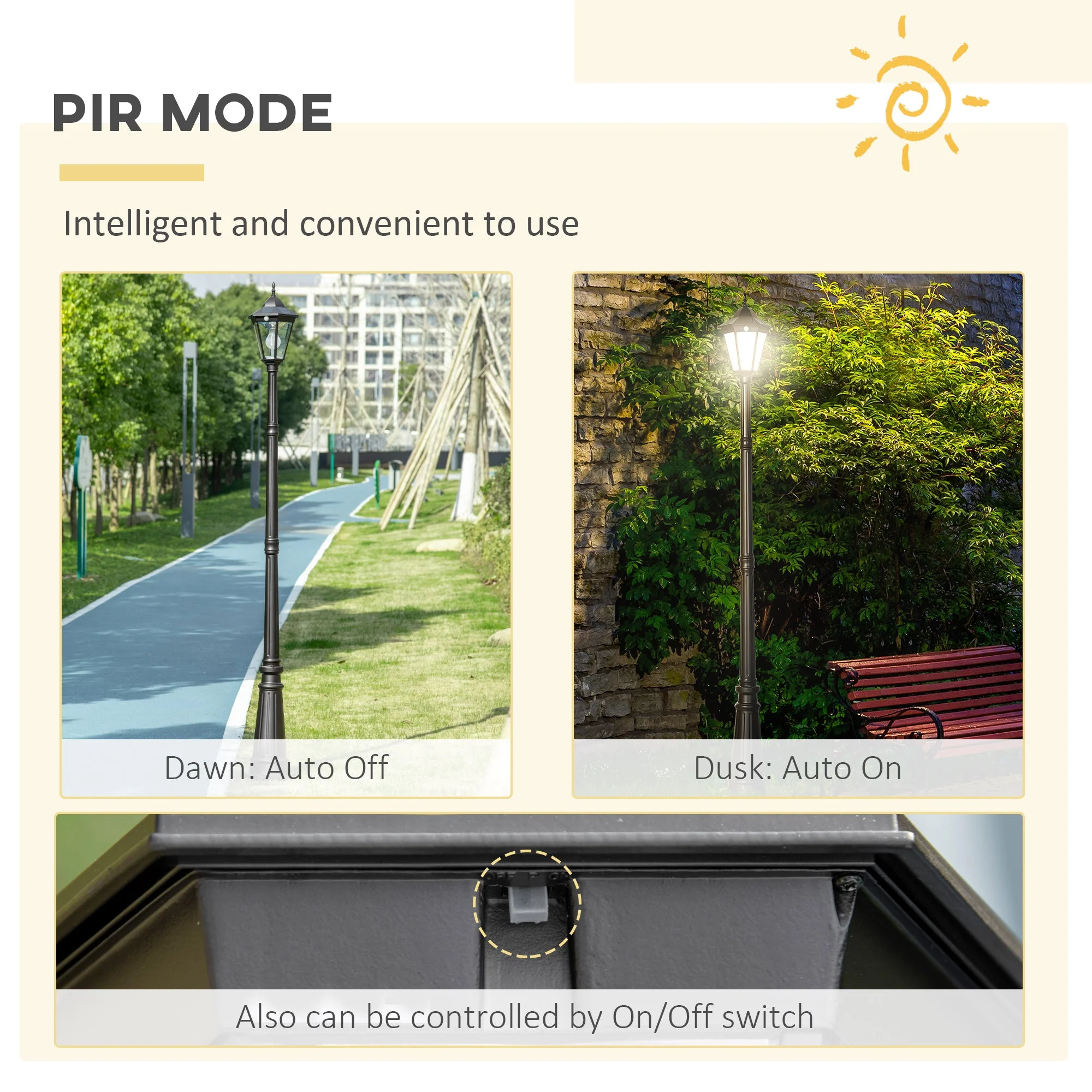 2.4 m Garden Lamp Post Light - Image 5