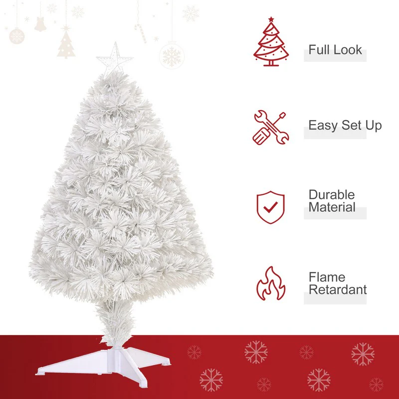 2.5FT Prelit Artificial Tabletop Christmas Tree with Fibre Optics Holiday Home Xmas Decoration for Table and Desk - Image 4