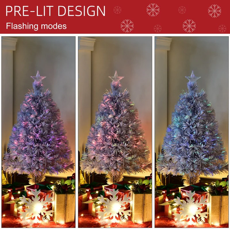 2.5FT Prelit Artificial Tabletop Christmas Tree with Fibre Optics Holiday Home Xmas Decoration for Table and Desk - Image 5