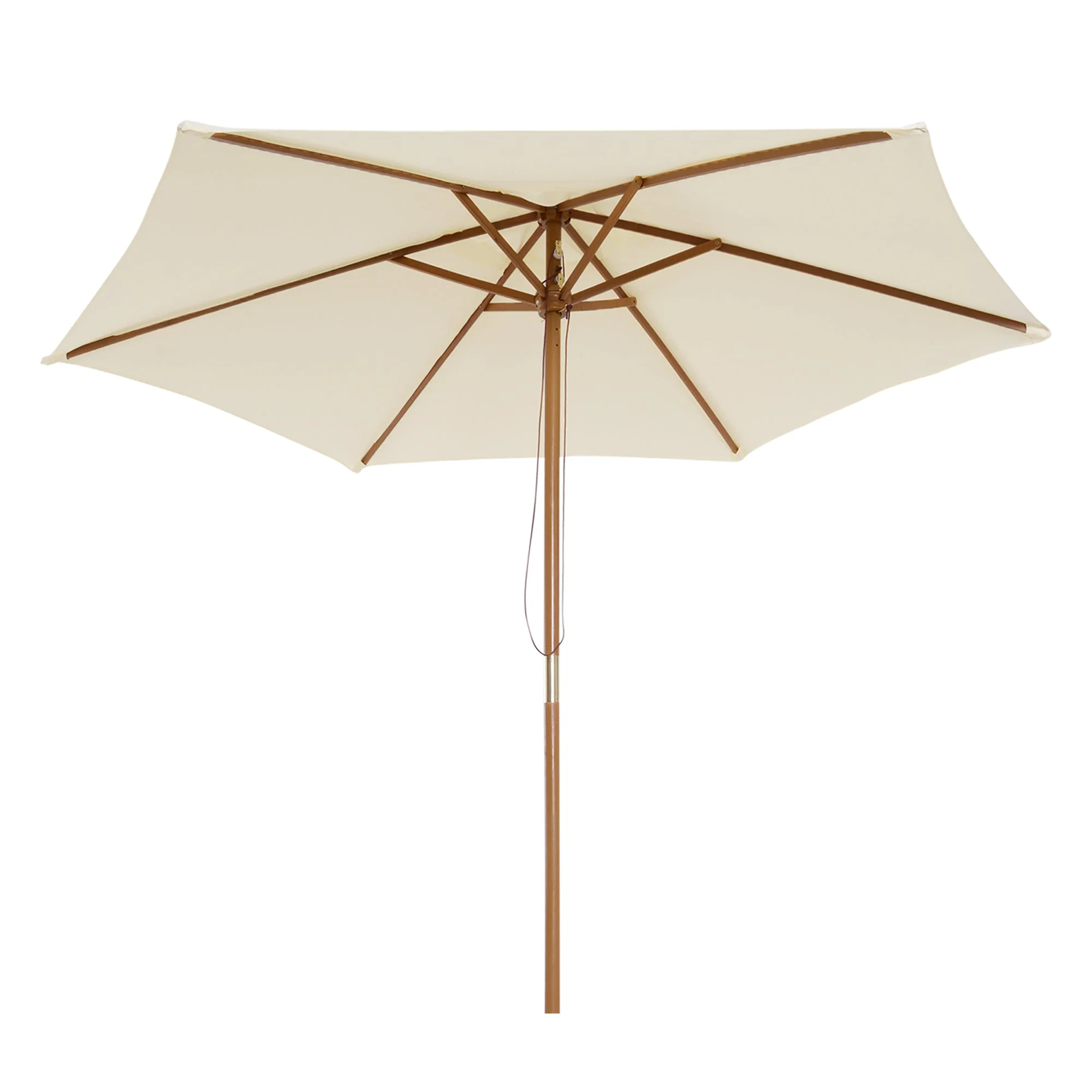 2.5m Wood Garden Parasol Sun Shade Patio Outdoor Wooden Umbrella Canopy Cream White - Image 7