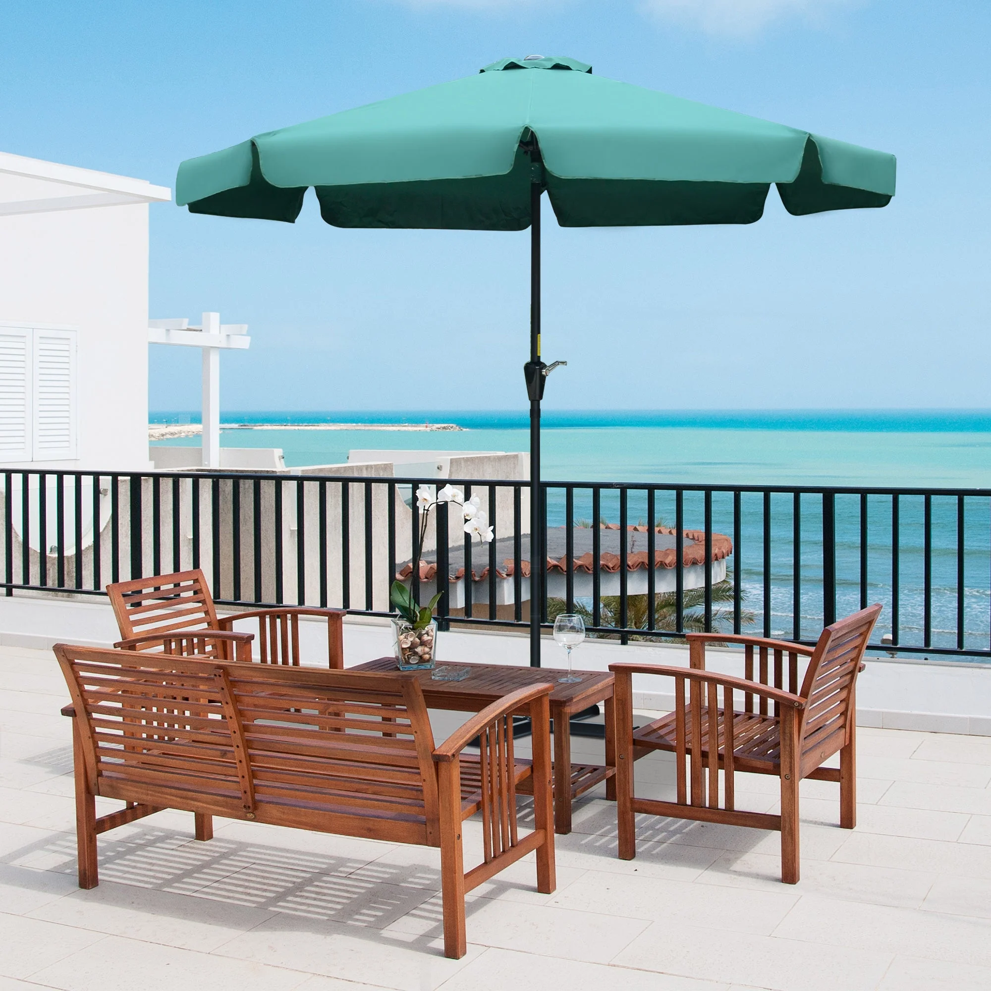 2.66m Patio Umbrella Garden Parasol Outdoor Sun Shade Table Umbrella with Ruffles - Image 2