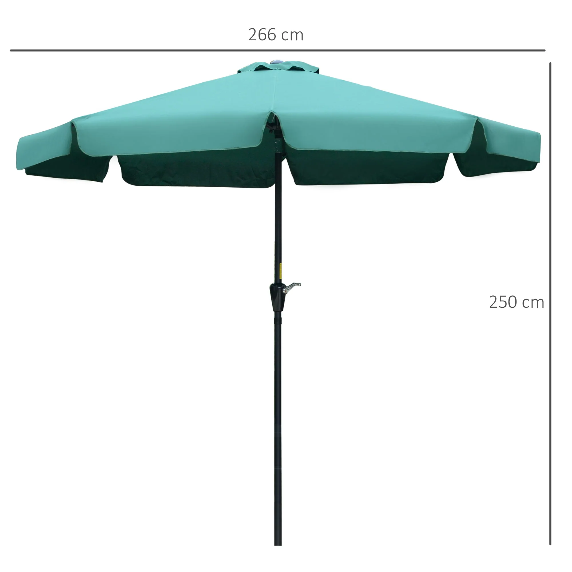 2.66m Patio Umbrella Garden Parasol Outdoor Sun Shade Table Umbrella with Ruffles - Image 3