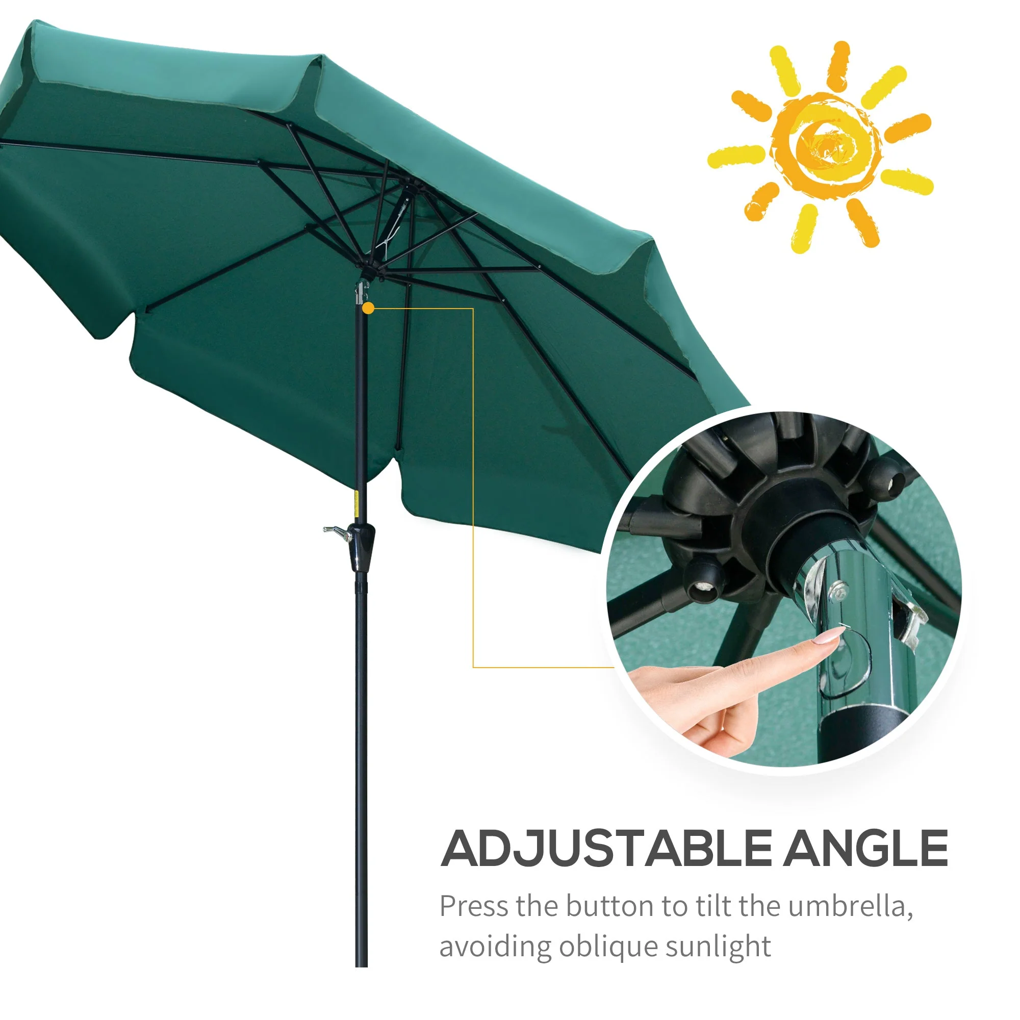 2.66m Patio Umbrella Garden Parasol Outdoor Sun Shade Table Umbrella with Ruffles - Image 4