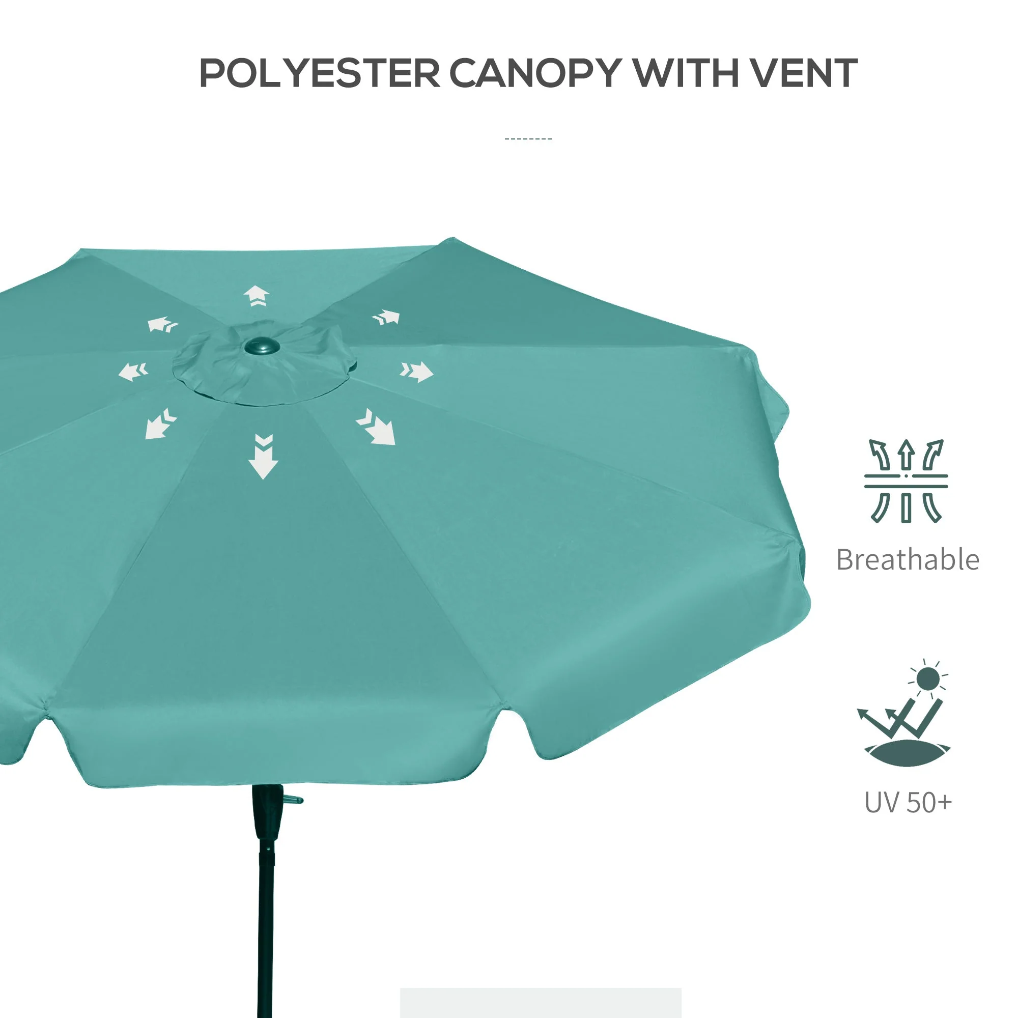 2.66m Patio Umbrella Garden Parasol Outdoor Sun Shade Table Umbrella with Ruffles - Image 6