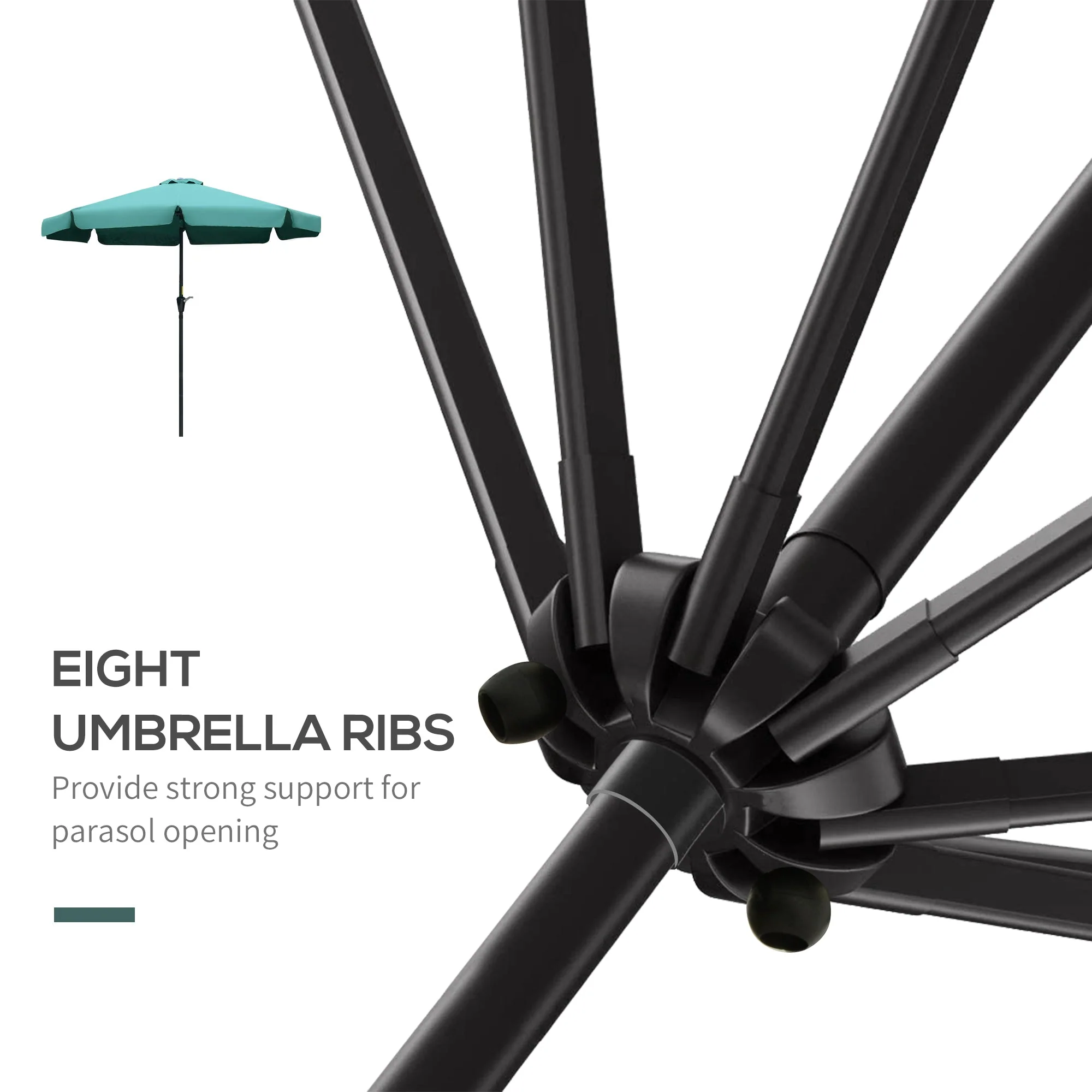 2.66m Patio Umbrella Garden Parasol Outdoor Sun Shade Table Umbrella with Ruffles - Image 7