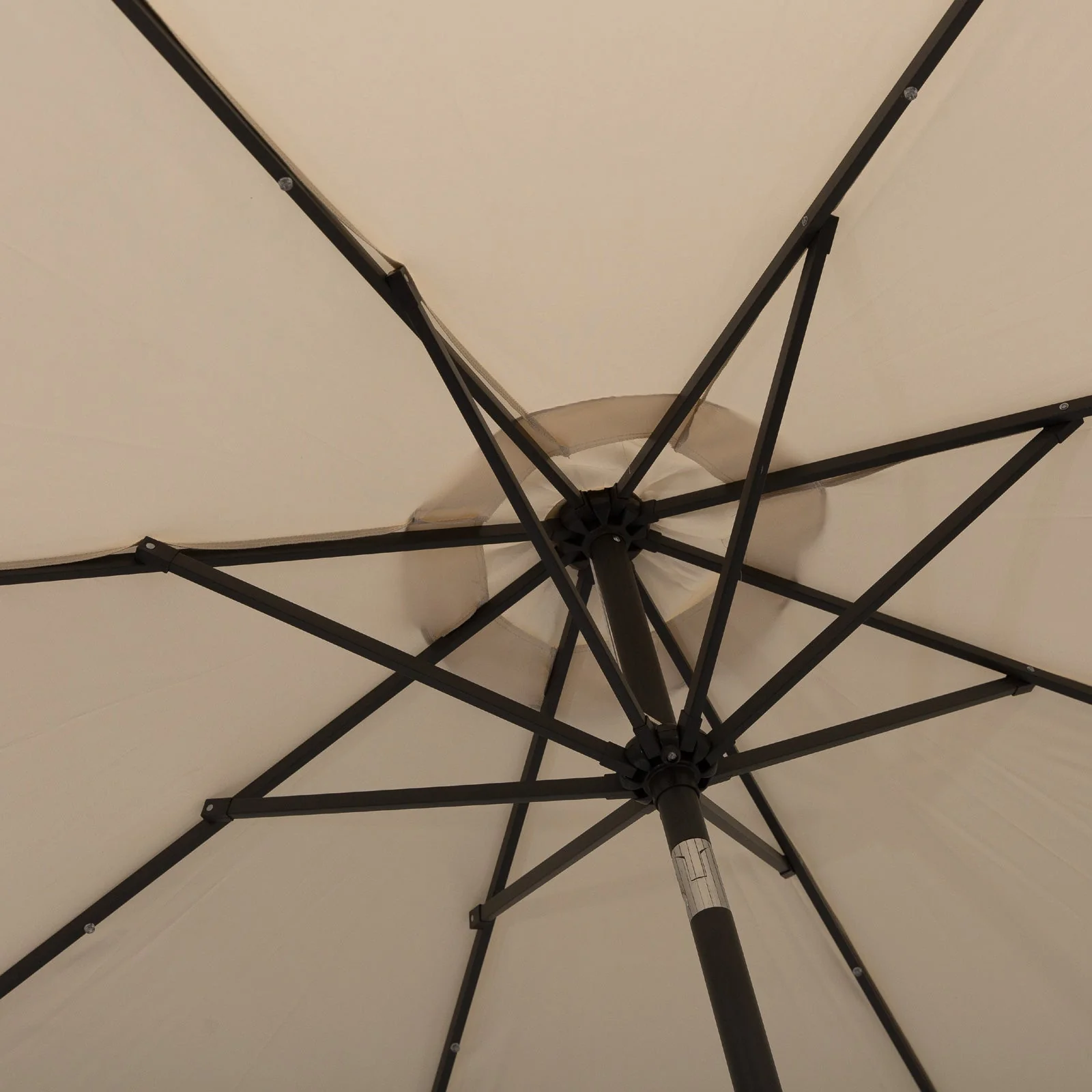 2.67m Patio Garden Umbrella Outdoor Parasol with Tilt Crank and 24 LEDs Lights Cream - Image 8