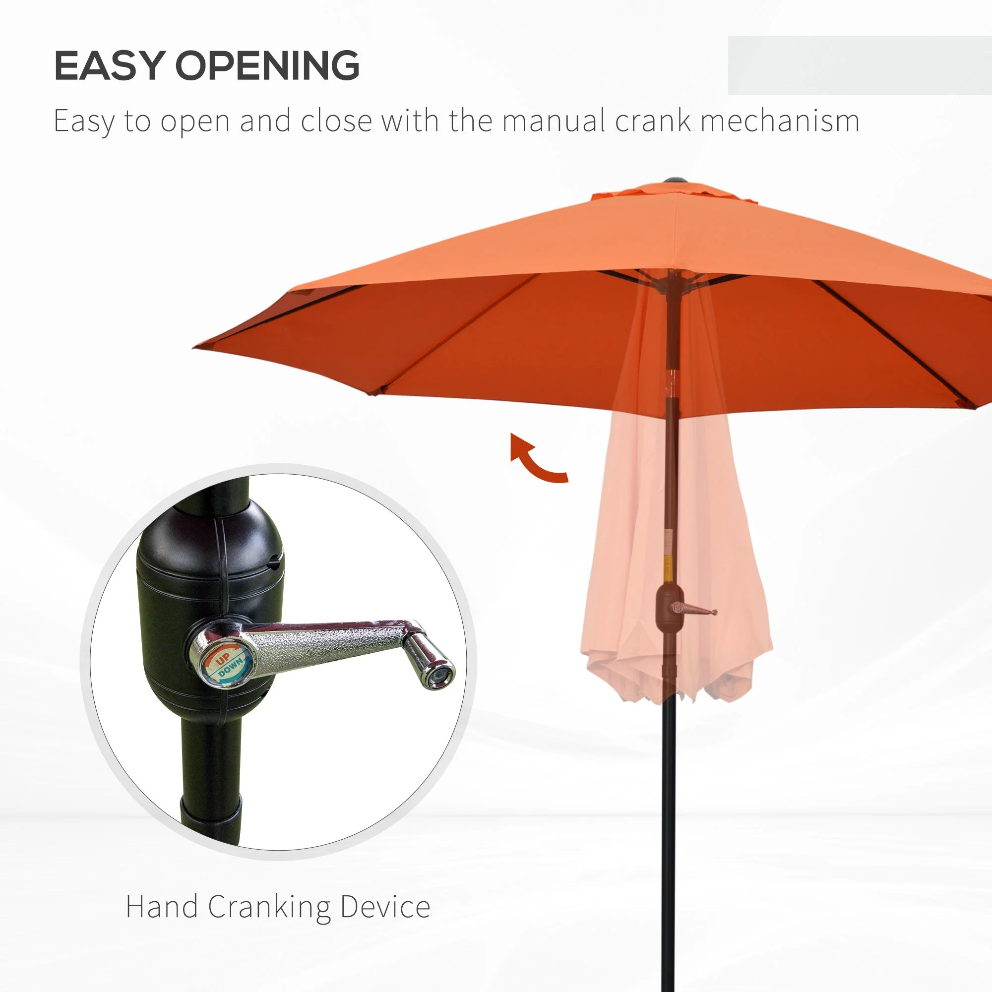 2.6M Patio Parasol Sun Umbrella - Image 3