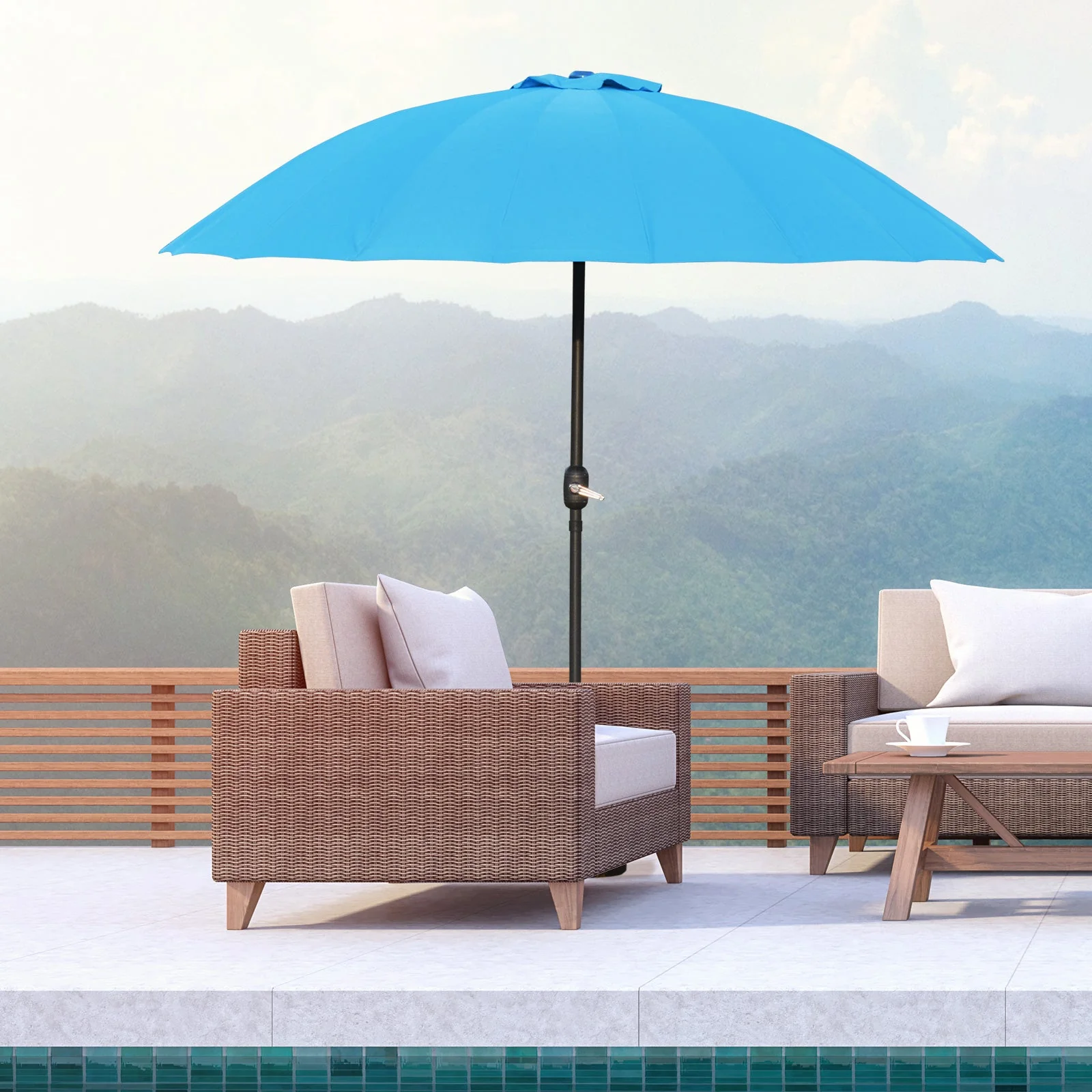 2.6m Shanghai Garden Parasol Umbrella with Crank & Tilt - Image 2