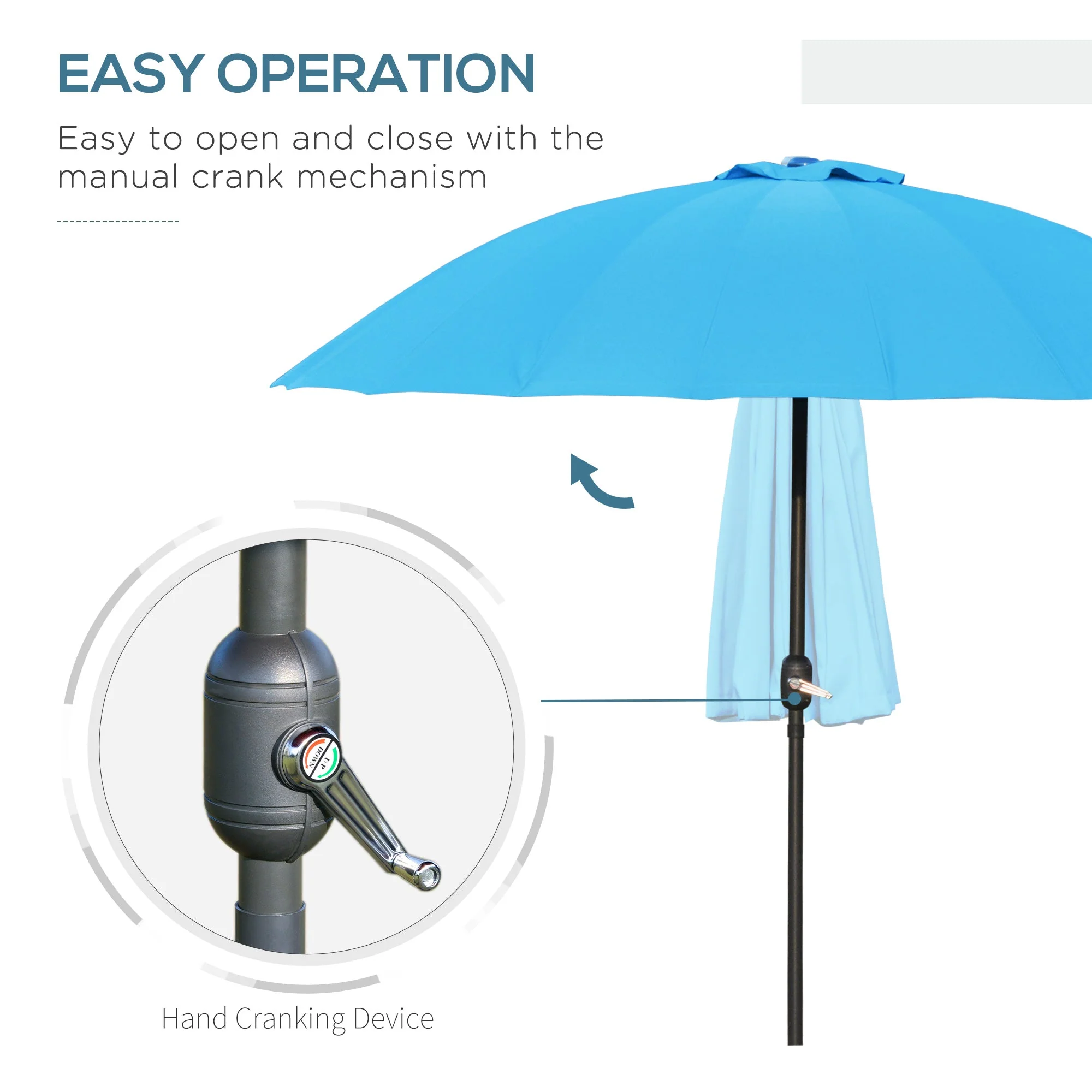 2.6m Shanghai Garden Parasol Umbrella with Crank & Tilt - Image 4