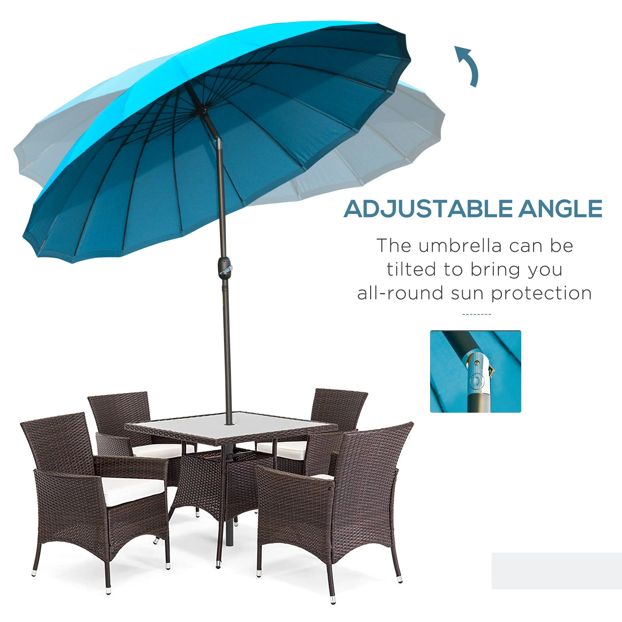 2.6m Shanghai Garden Parasol Umbrella with Crank & Tilt - Image 5