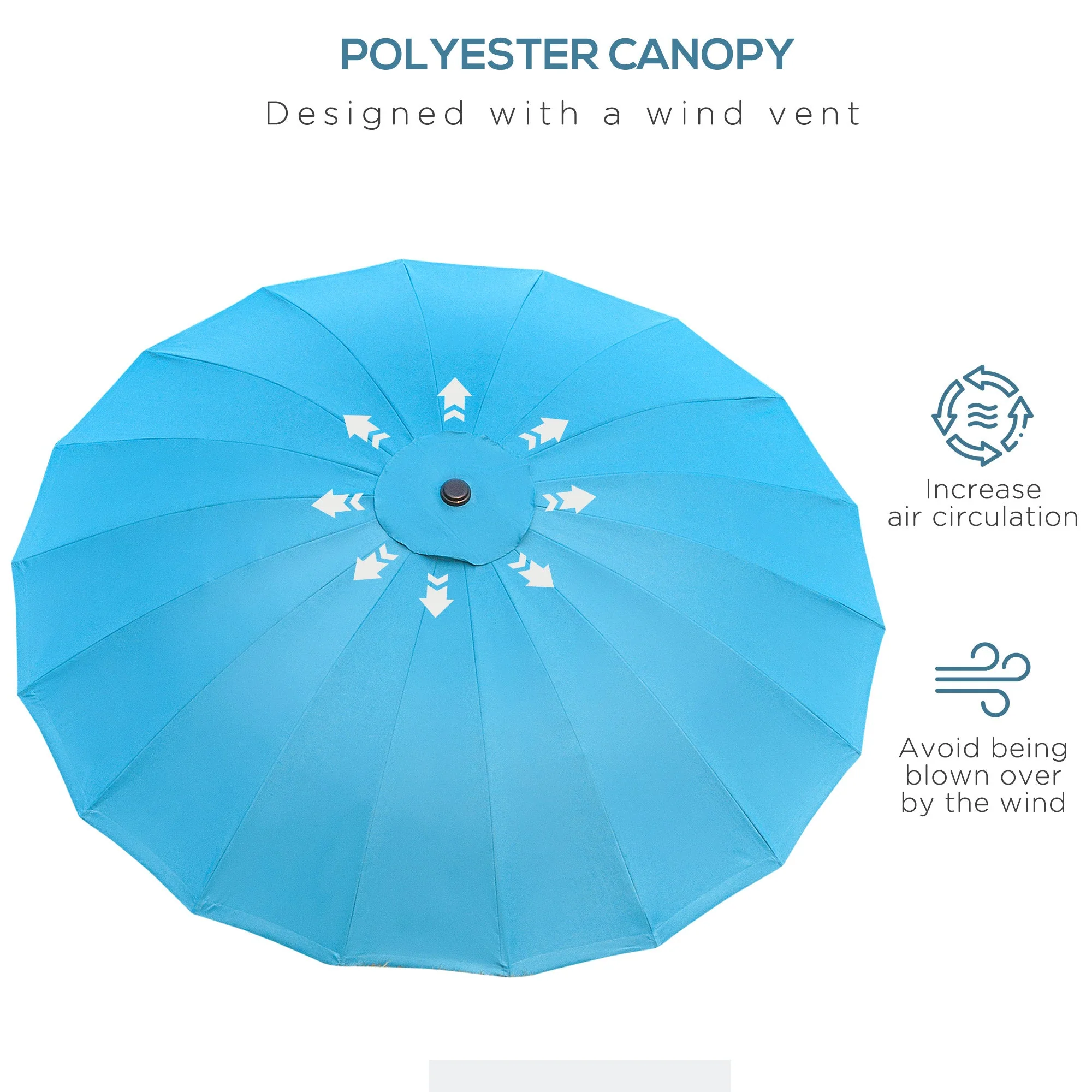 2.6m Shanghai Garden Parasol Umbrella with Crank & Tilt - Image 6