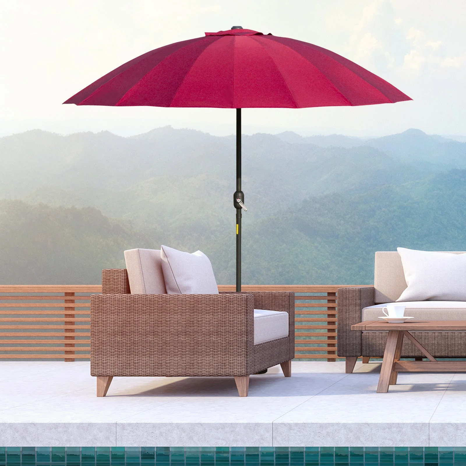 2.6m Shanghai Garden Parasol Umbrella with Crank & Tilt - Image 2