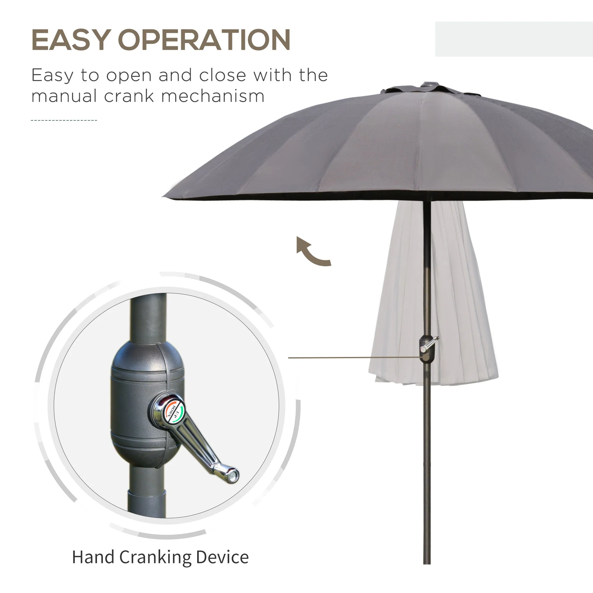 2.6m Shanghai Garden Parasol Umbrella with Crank & Tilt - Image 4
