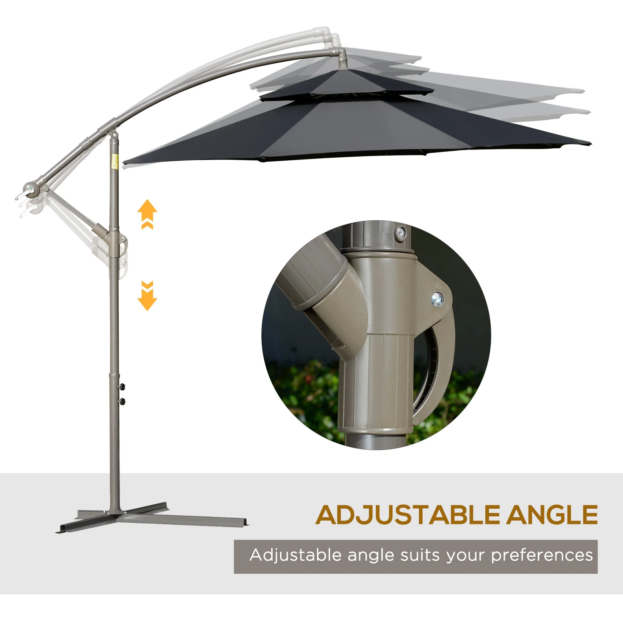2.7m Garden Banana Parasol Cantilever Umbrella with Crank Handle - Image 5
